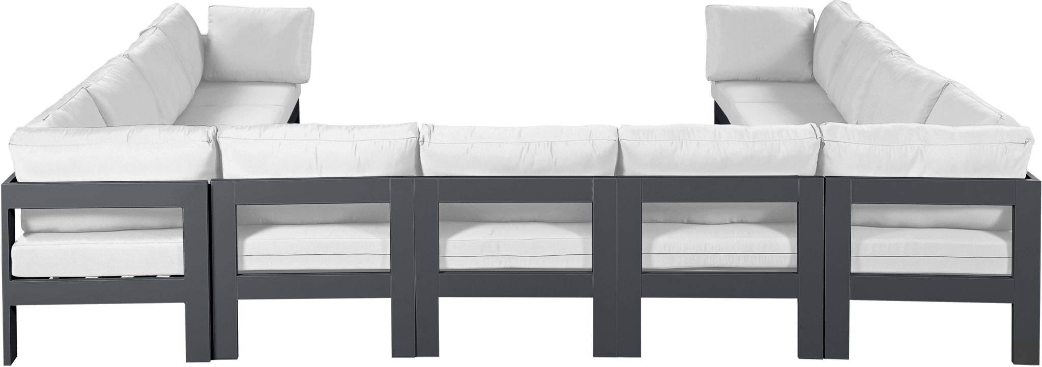 Nizuc - Outdoor Patio 11 Piece Modular Sectional With Gray Frame