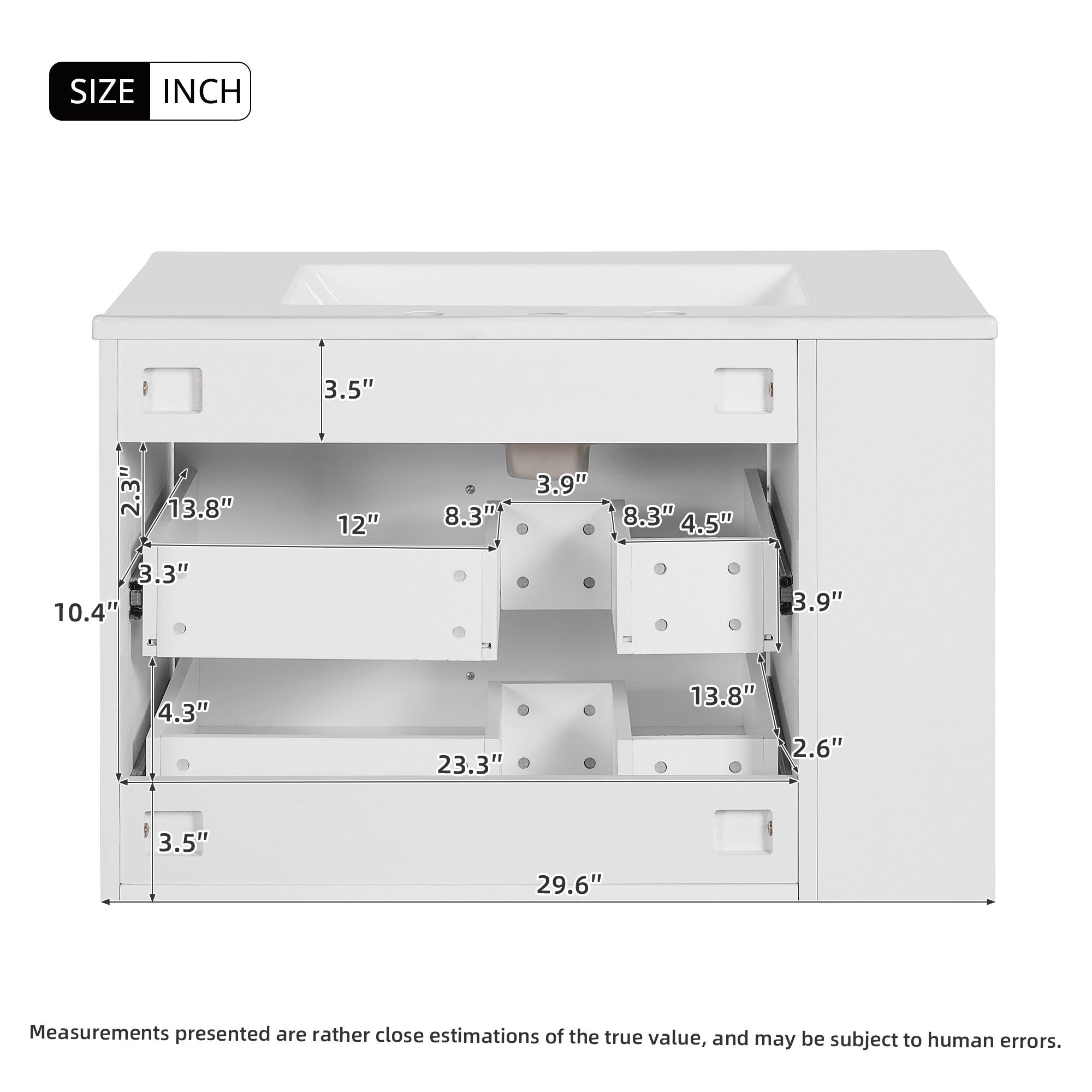 Wall Mounted Bathroom Vanity With 2 Drawers, Sink, Floating Storage Unit