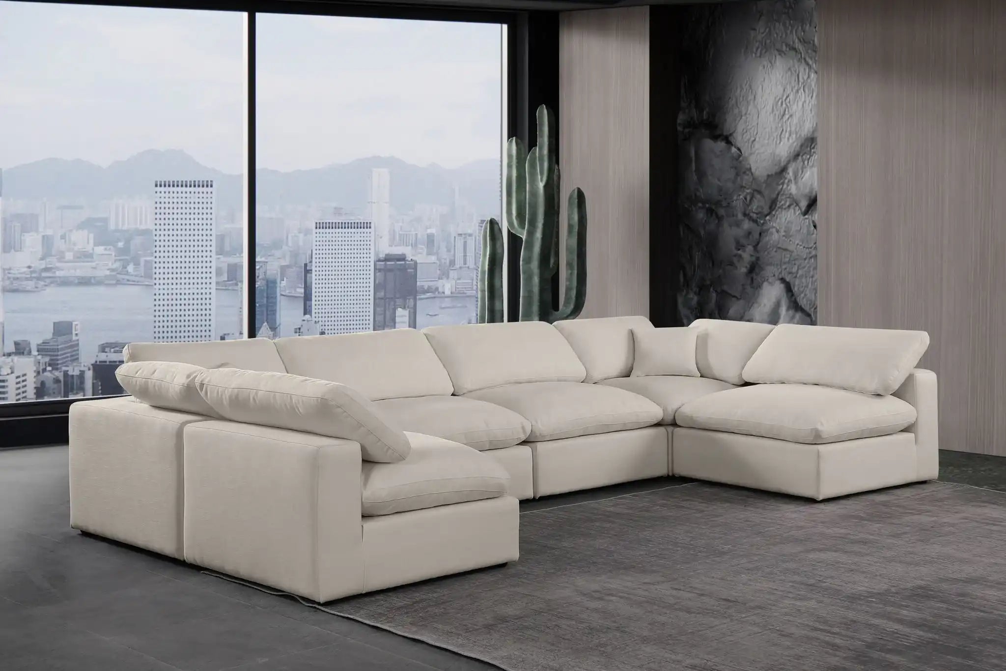 Comfy - 6 Piece Linen Modular Armless Sectional