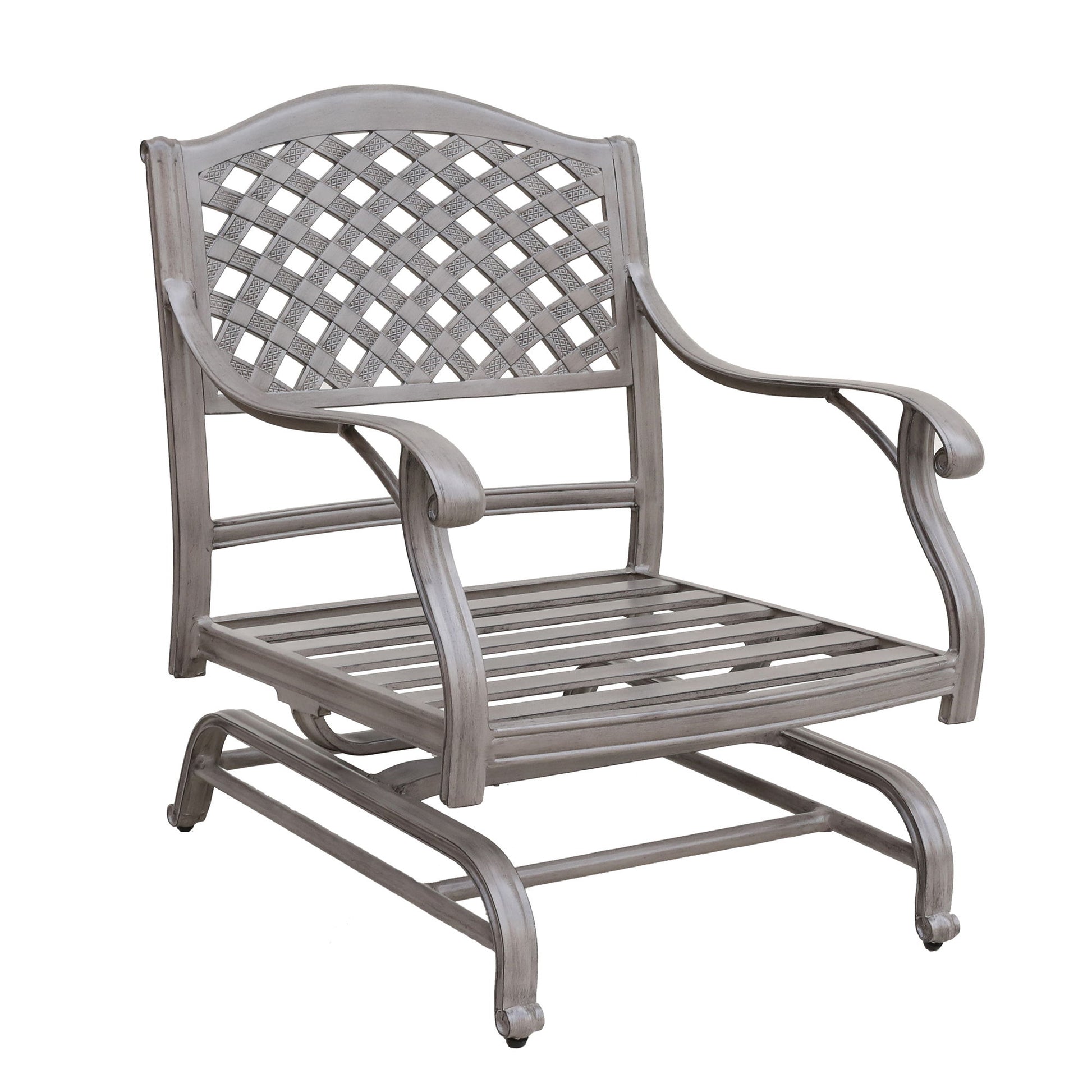 Cast Aluminum Club Motion Chair With Cushion (Set of 2) - Gray - Best Buy Furniture