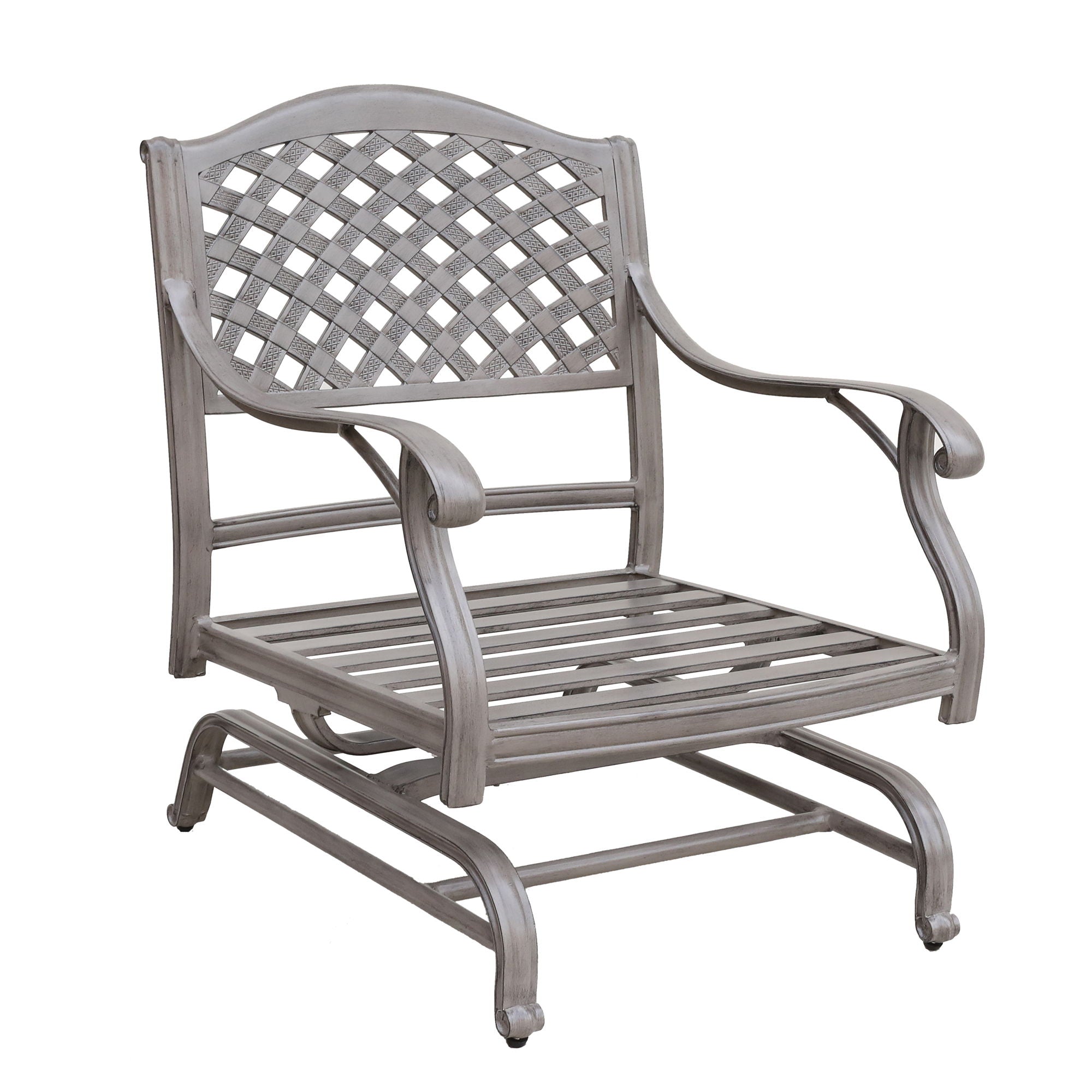Cast Aluminum Club Motion Chair With Cushion (Set of 2) - Gray - Best Buy Furniture