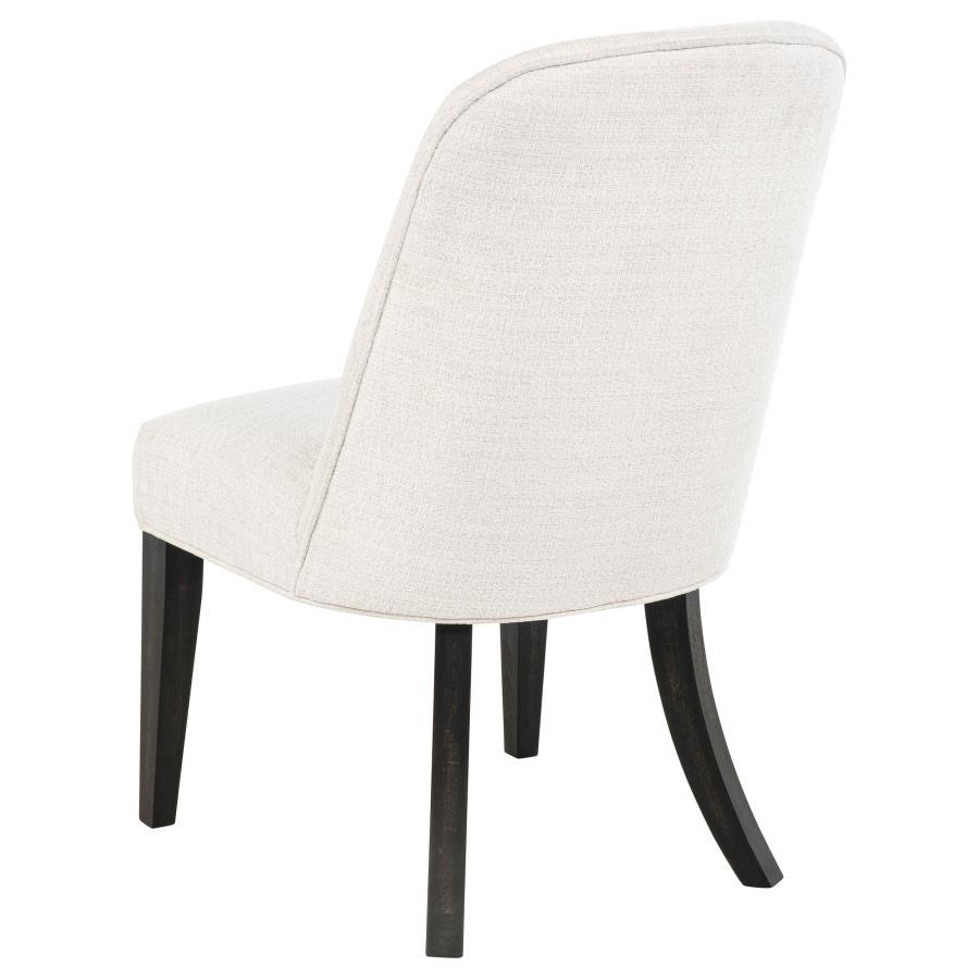 Leandro - 7 Piece Round Dining Table Set - Cream / Burnished Black