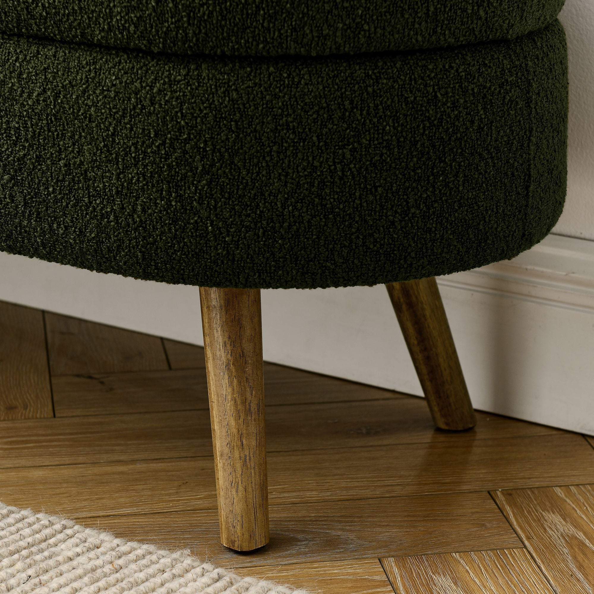 Ottoman Oval Storage Bench With Rubber Wood Legs