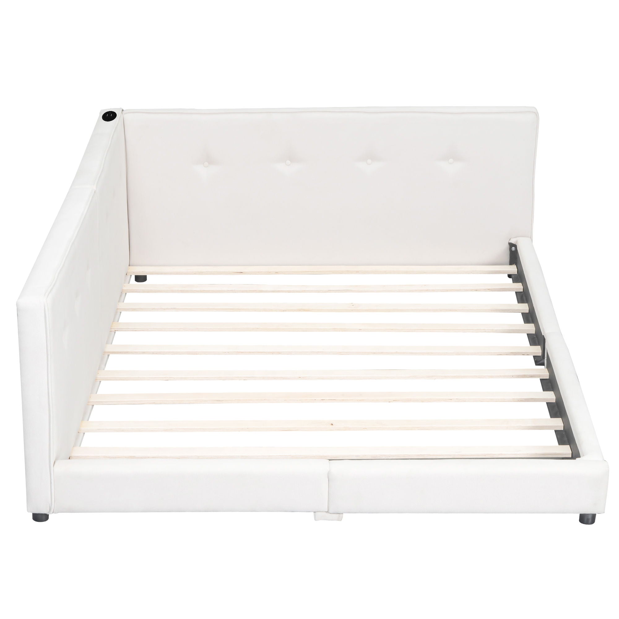 Modern Upholstered Platform Bed With USB Ports And LED Belt