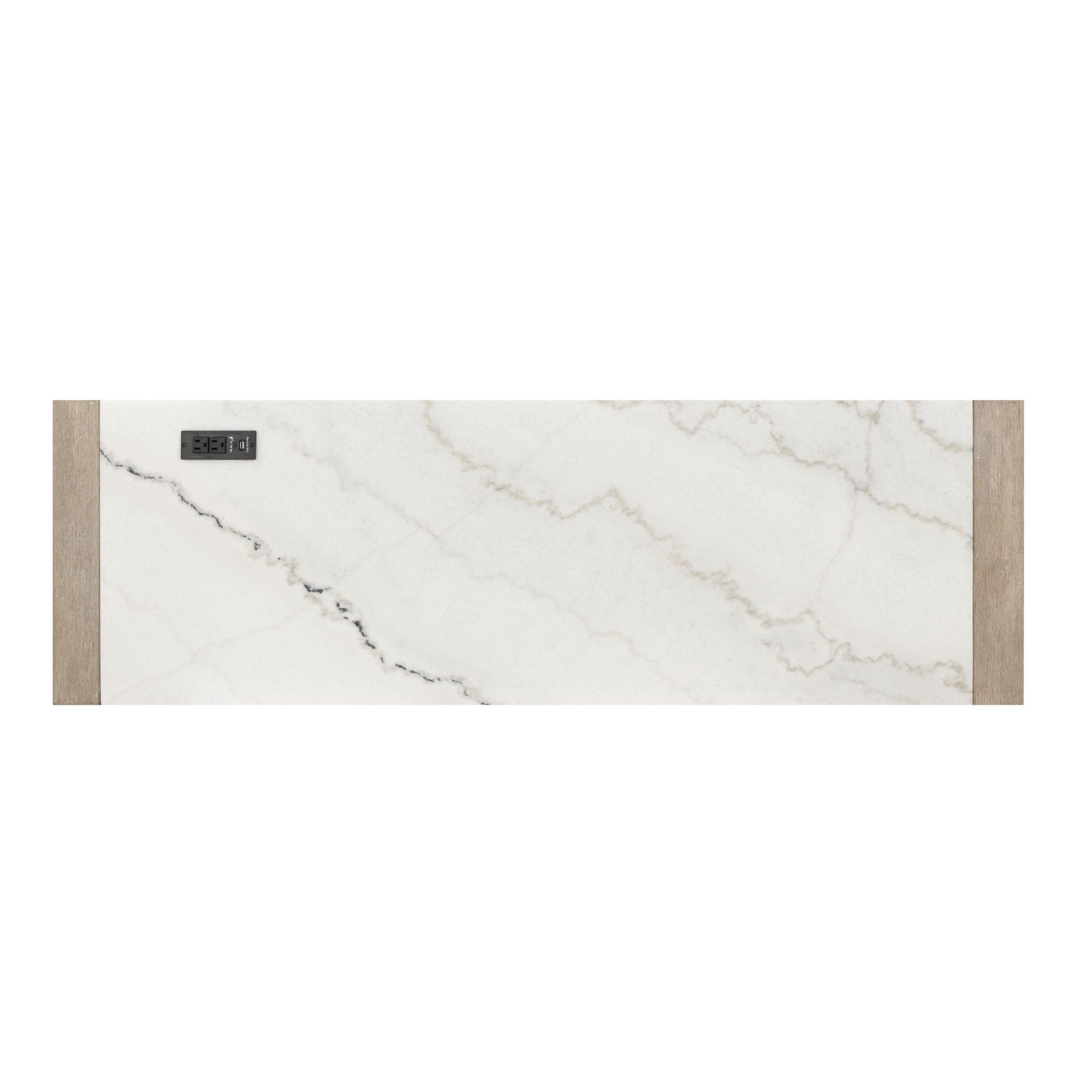 Vanilla - Real Marble Sofa Table With Power And 3 Stools - Beige / Natural