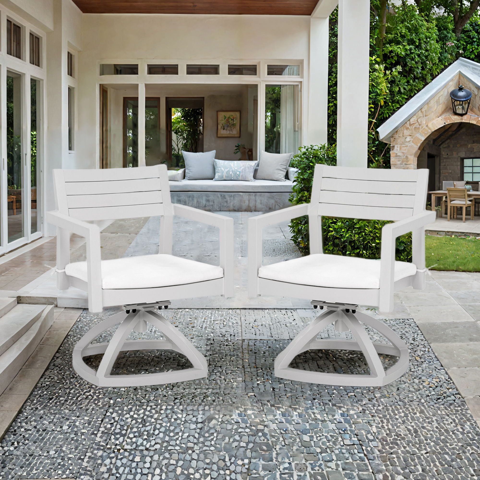 Outdoor Patio Swivel Rocker With Outdoor Grade Sunbrella Fabric Cushions (Set of 2) - Grayish
