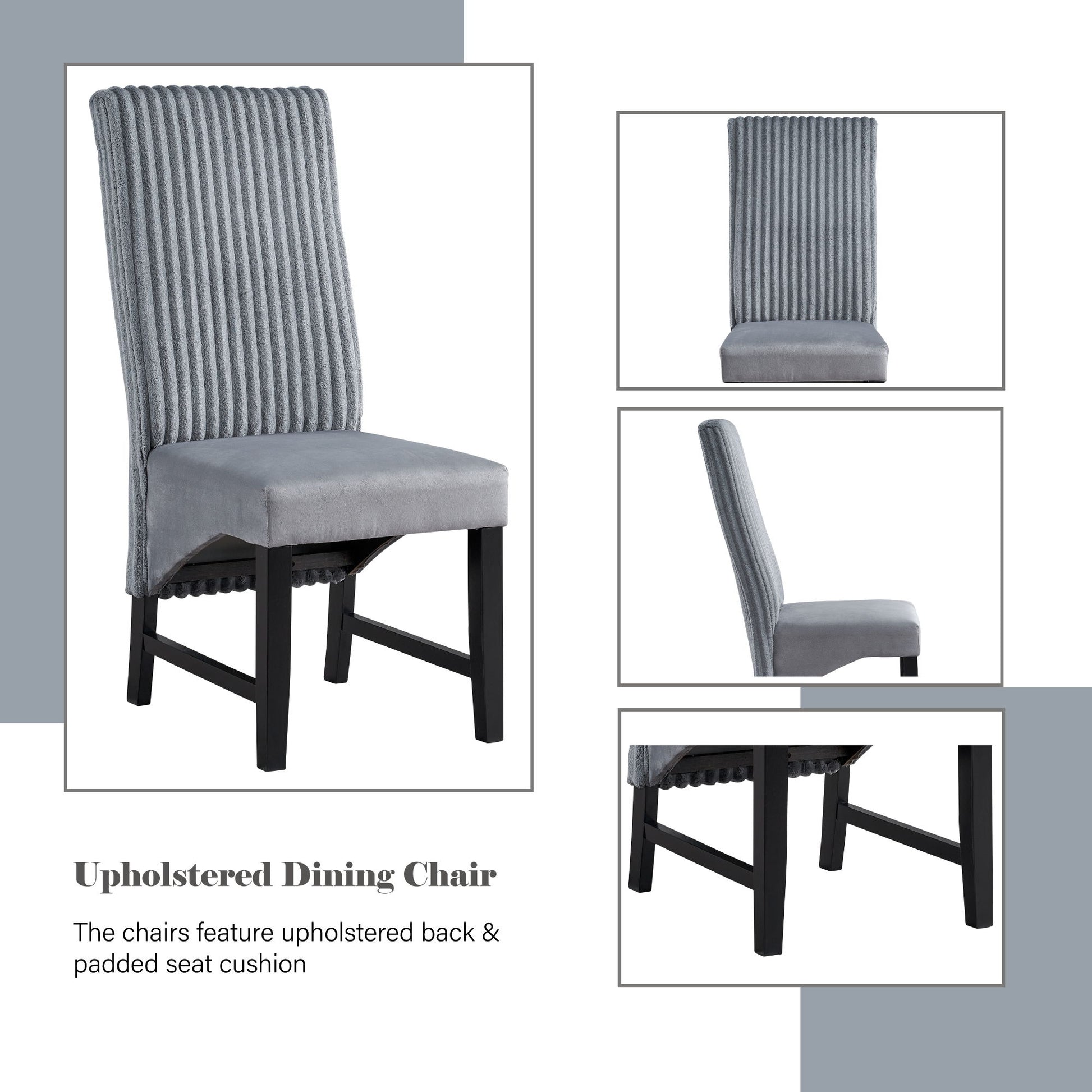 Kini - Corduroy Side Chair (Set of 2) - Black / Gray - Best Buy Furniture