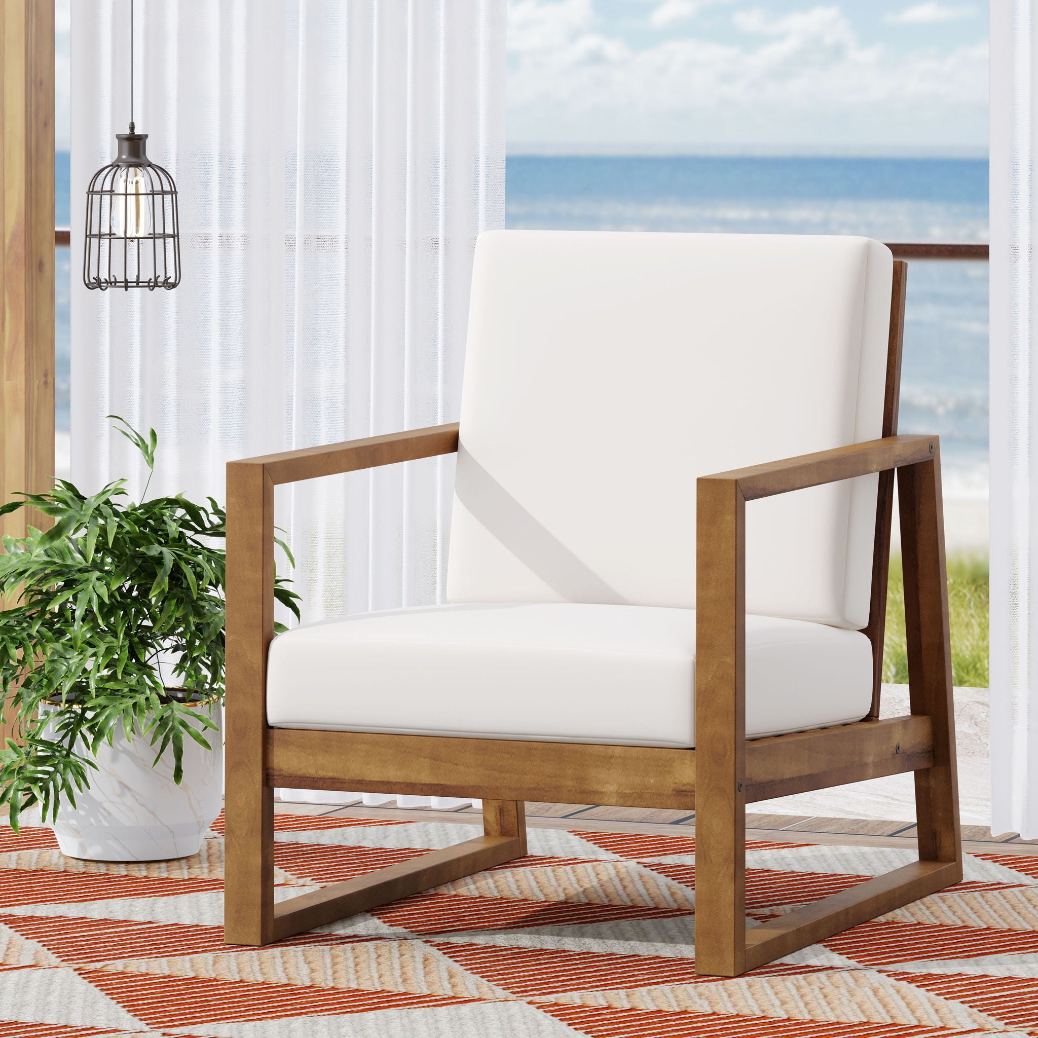 Nexusia - Outdoor Acacia Wood Club Chair With Slat Design