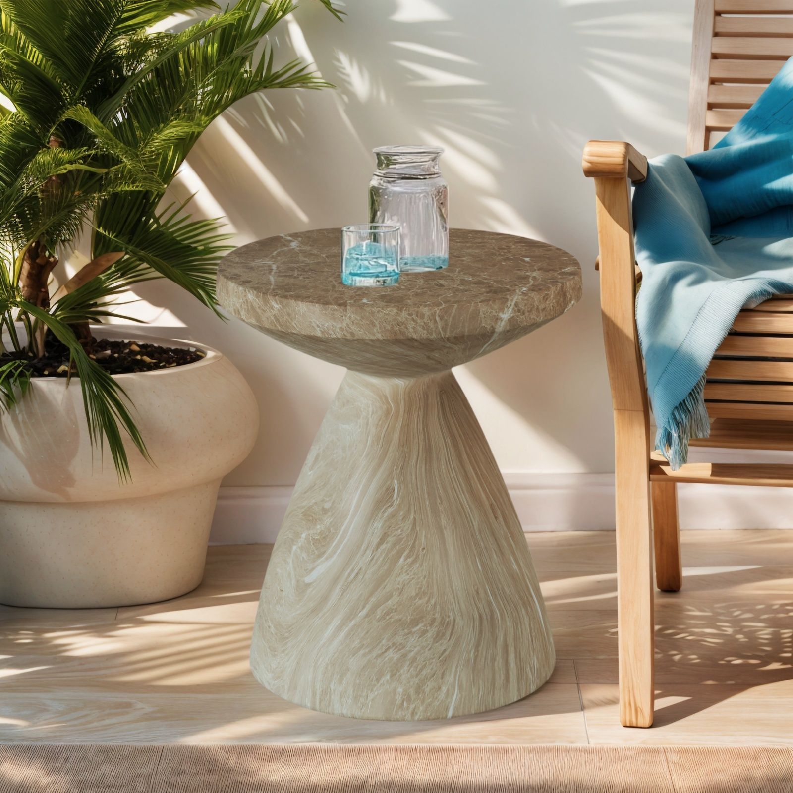 Outdoor Geometric End Table - Marble