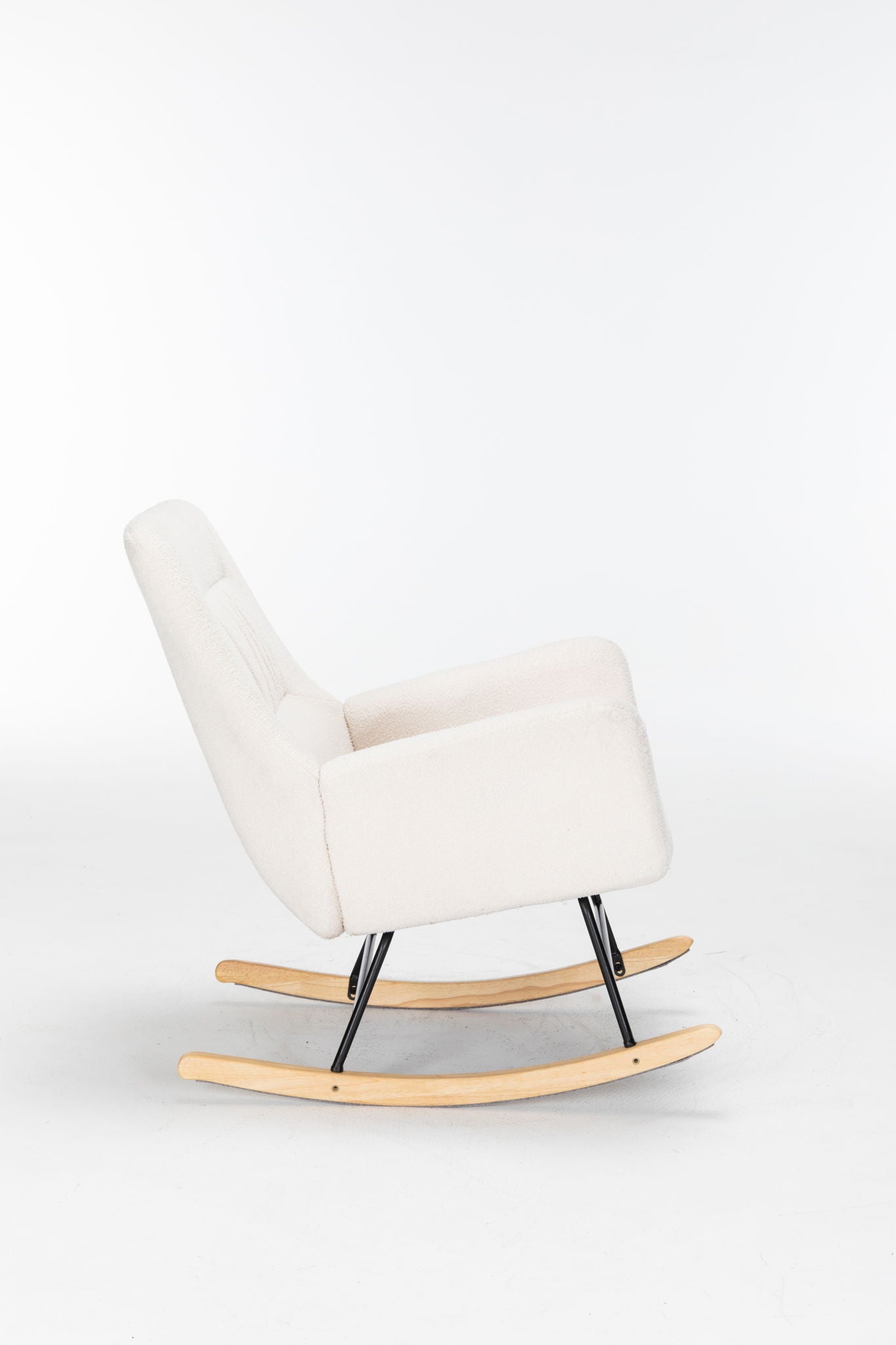 Rocking Chair Nursery, Teddy Upholstered Glider Rocker With High Backrest, Reading Chair Modern Rocking Accent Chairs Glider Recliner For Living Room - Cream - Best Buy Furniture