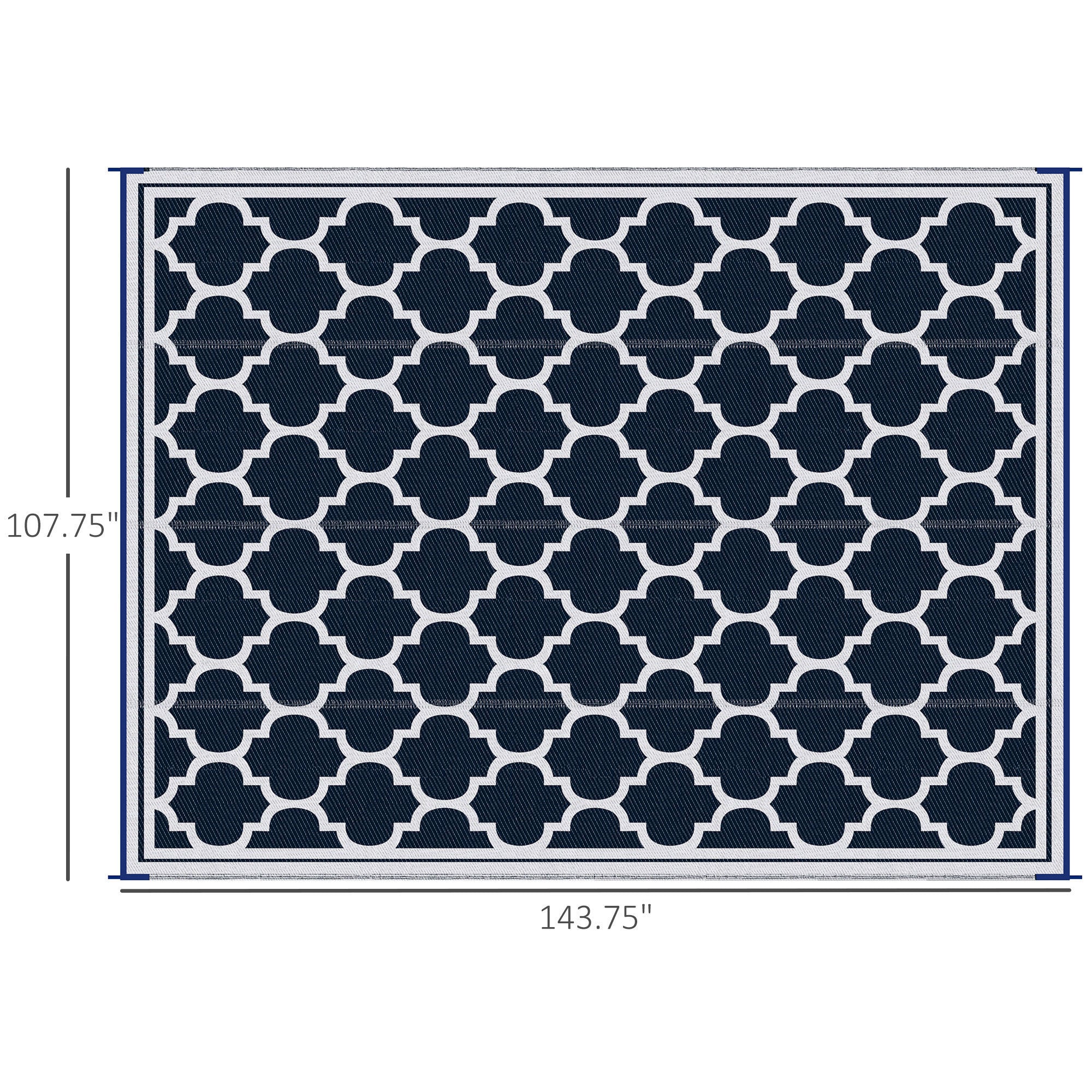 Reversible outdoor rug carpet, 9' x 18' waterproof