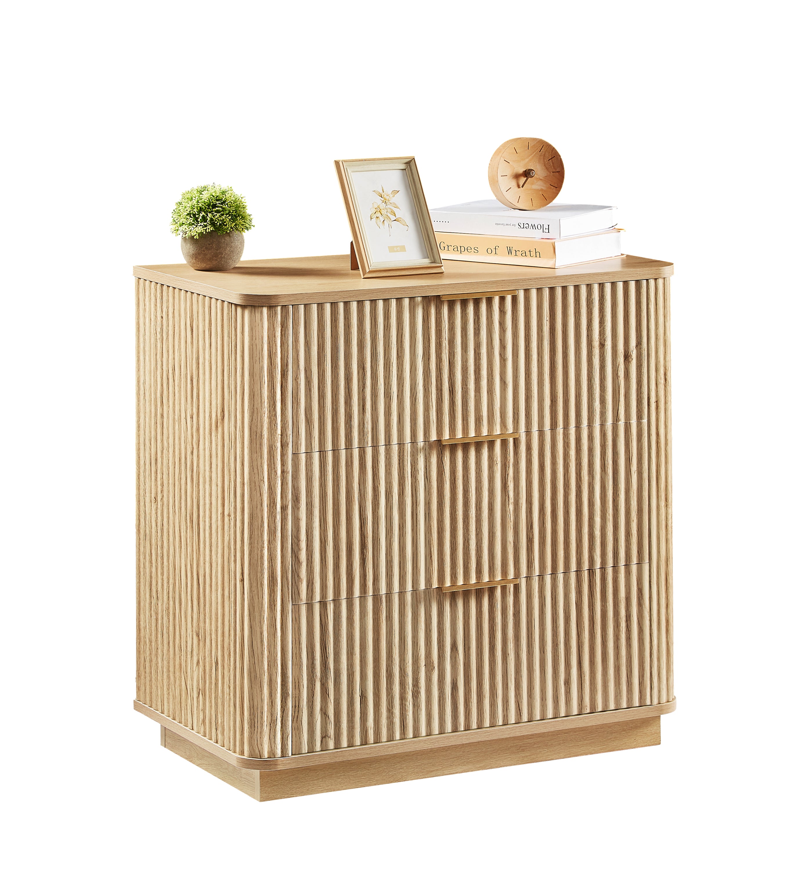 Willow Modern Light Oak Wood Fluted Nightstand - Best Buy Furniture