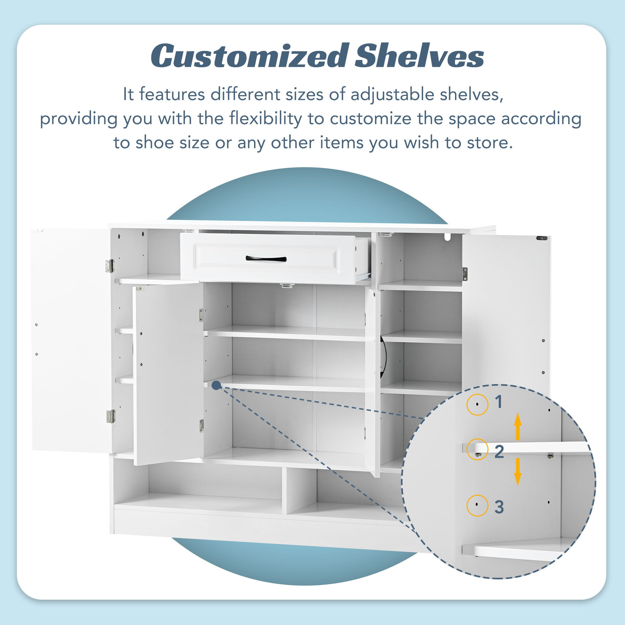 Sleek And Modern Shoe Cabinet With Adjustable Shelves, Space Saving Design