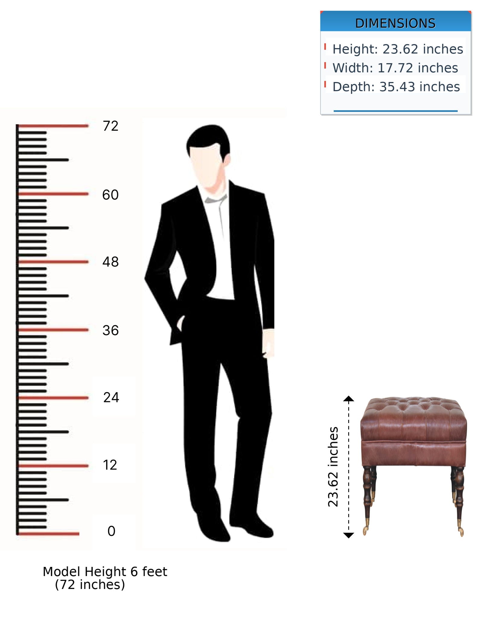 Buffalo - Leather Ottoman With Castor Legs