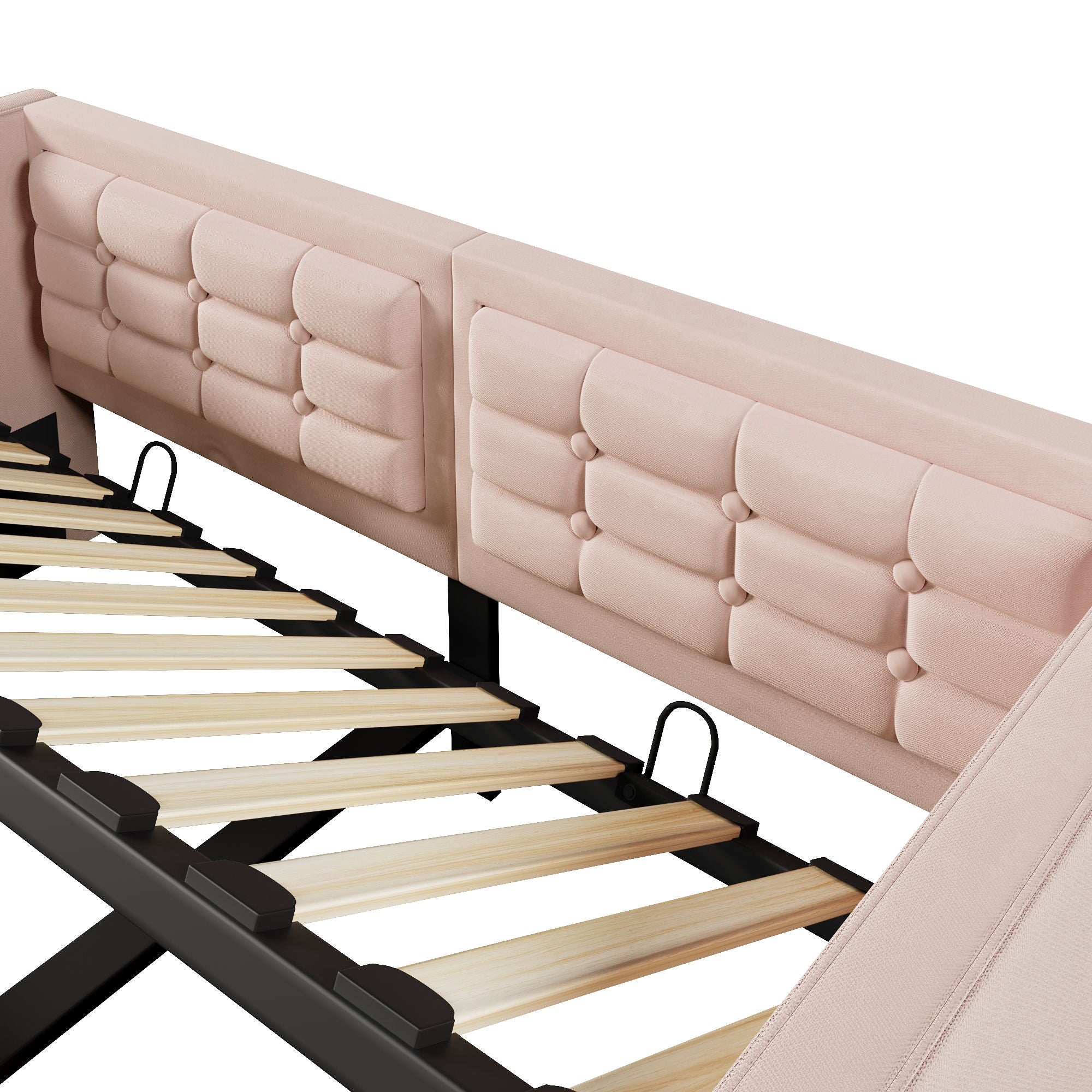 Upholstered Hydraulic Storage Daybed With USB & Type C Charging