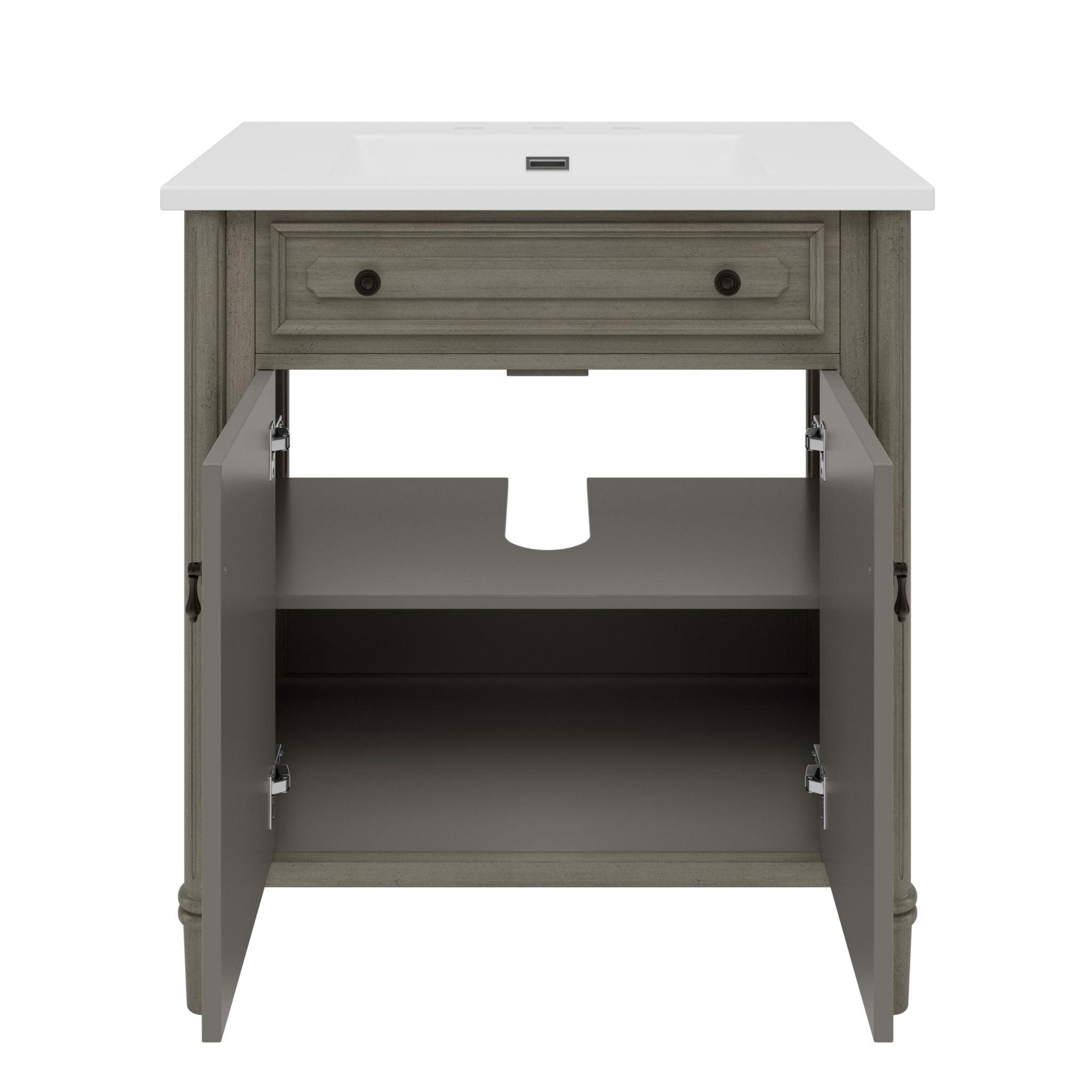 Vintage Bathroom Vanity With Sink, Rustic Cabinet With Soft Close Doors