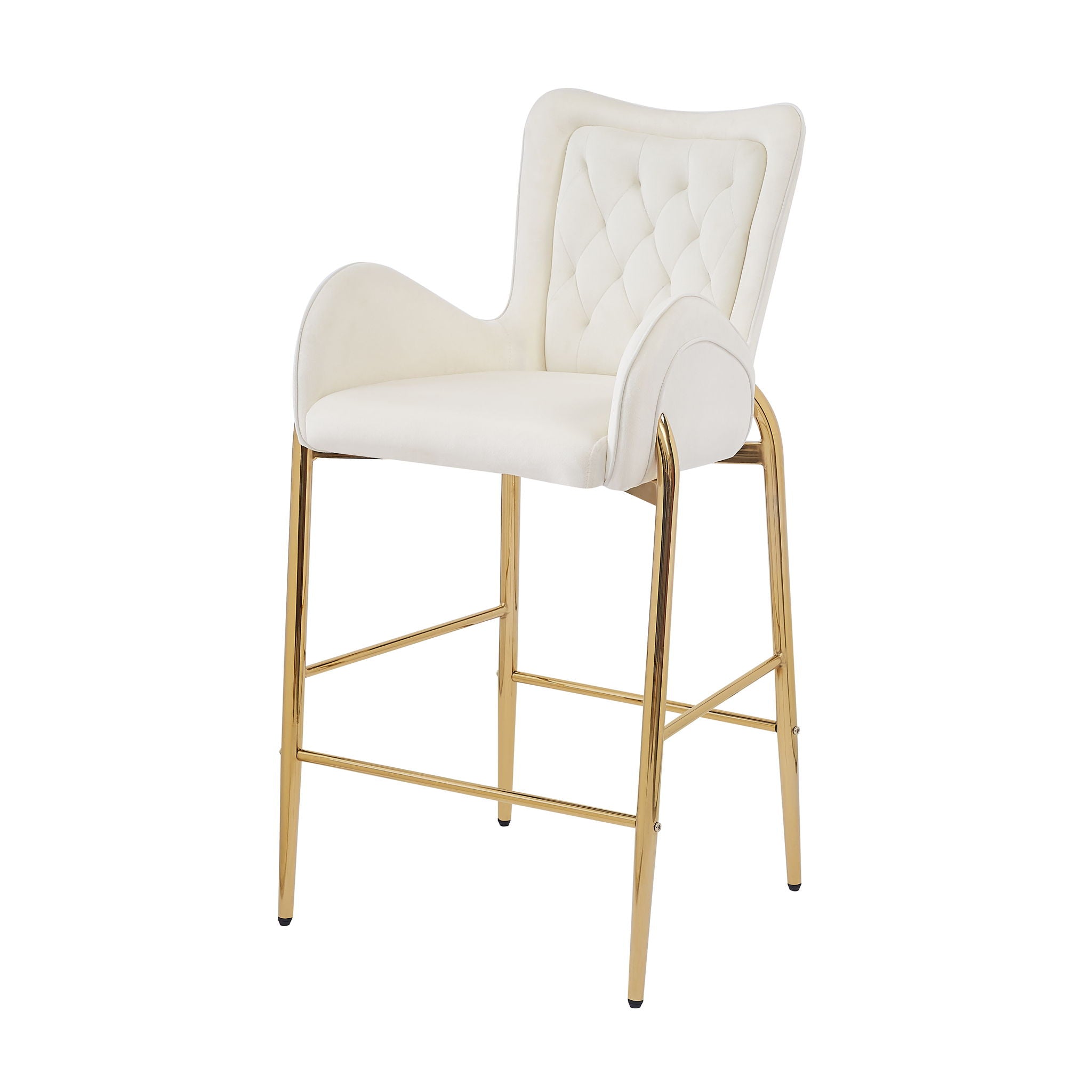 Velvet Fabric Counter Height Bar Stools (Set of 2)
