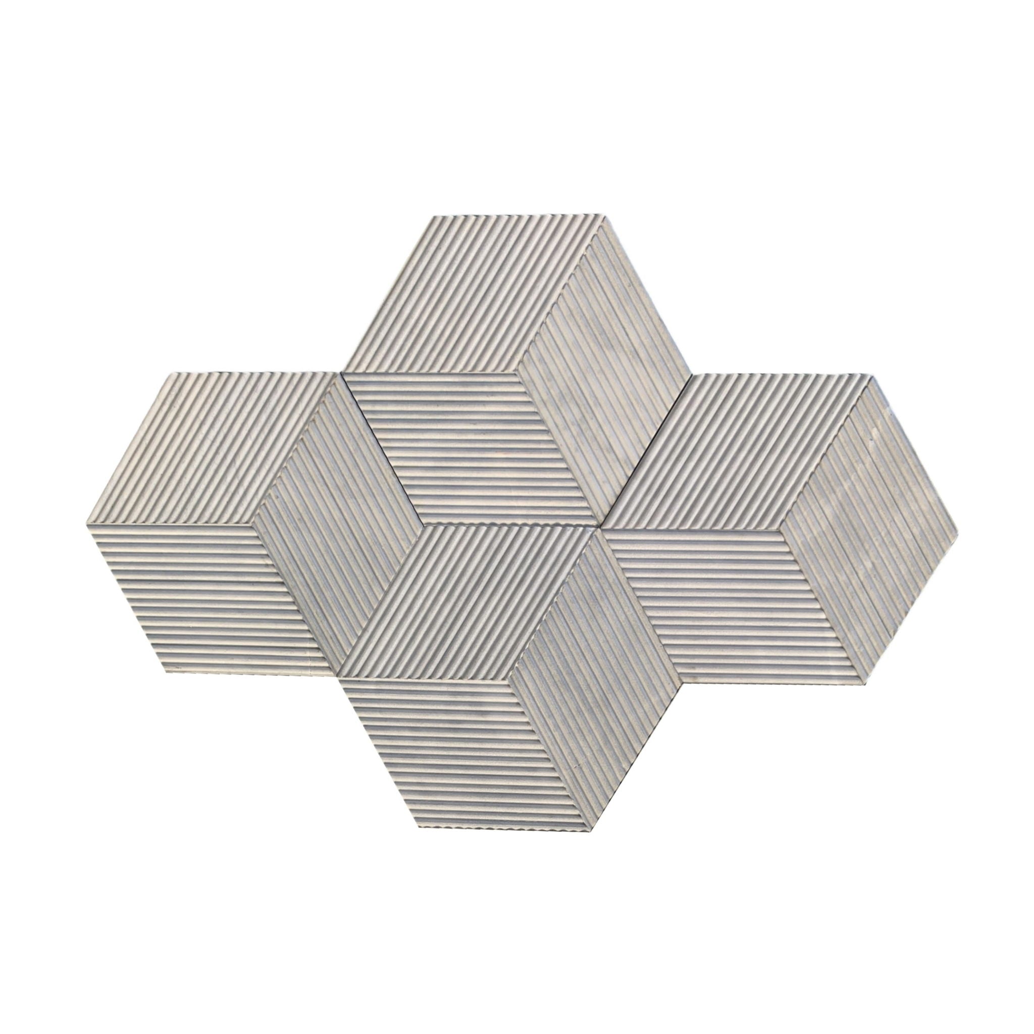 Hexagon Natural Stone Marble Tile, 3D Fluted (Set of 12)