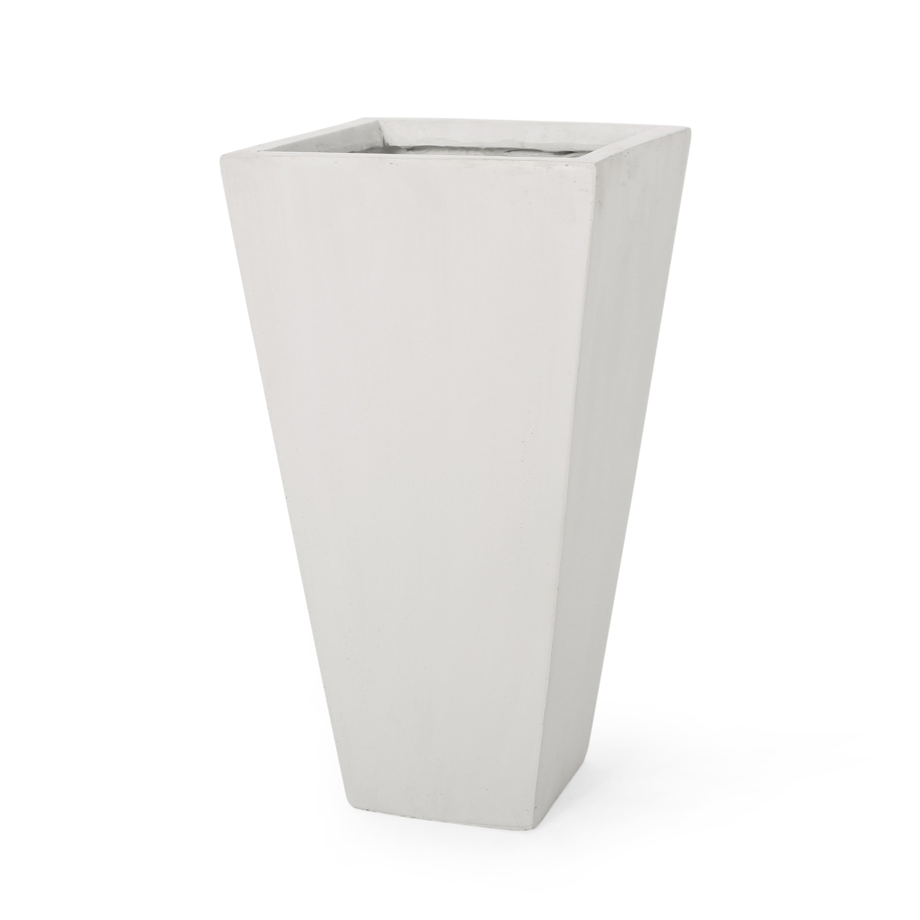 13" Outdoor Modern MGO Small Cast Stone Planter Matte White
