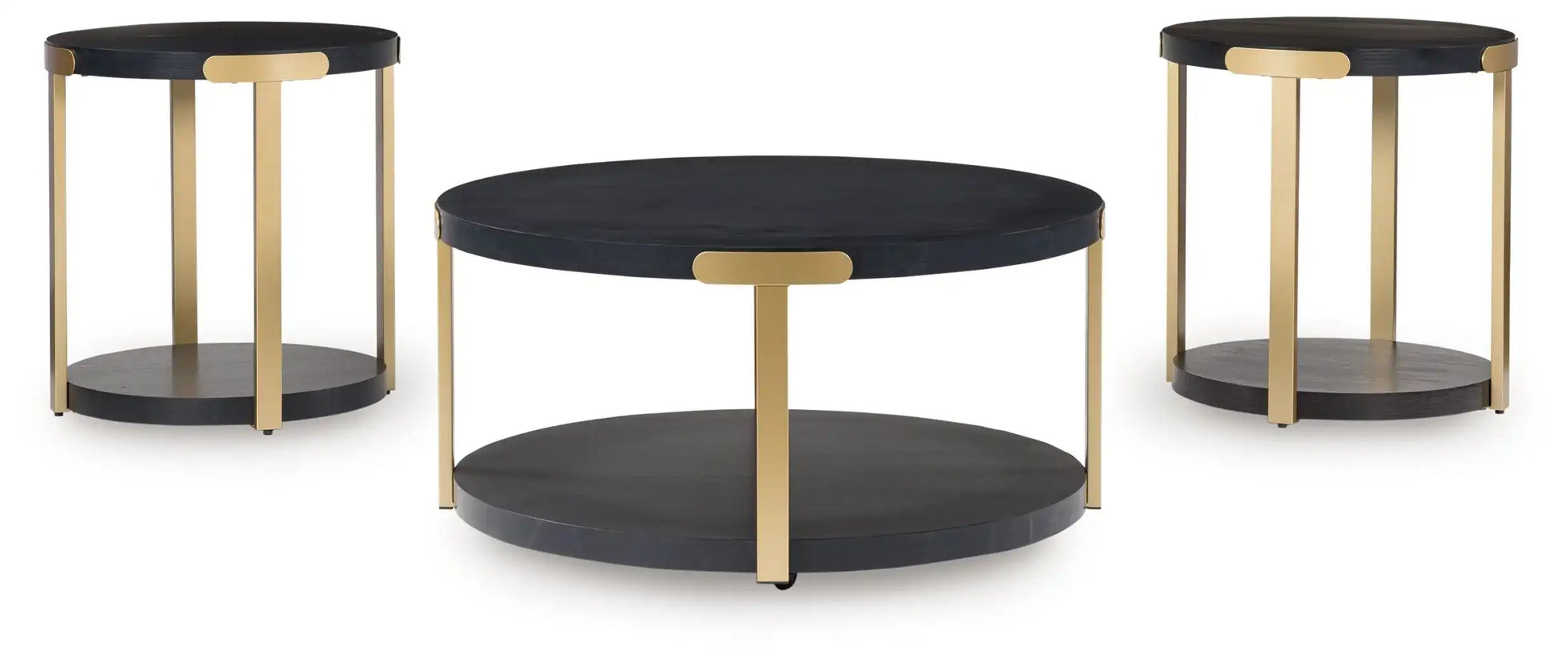 Shylore - Occasional Table Set (Set of 3) - Black / Brass Finish - Best Buy Furniture