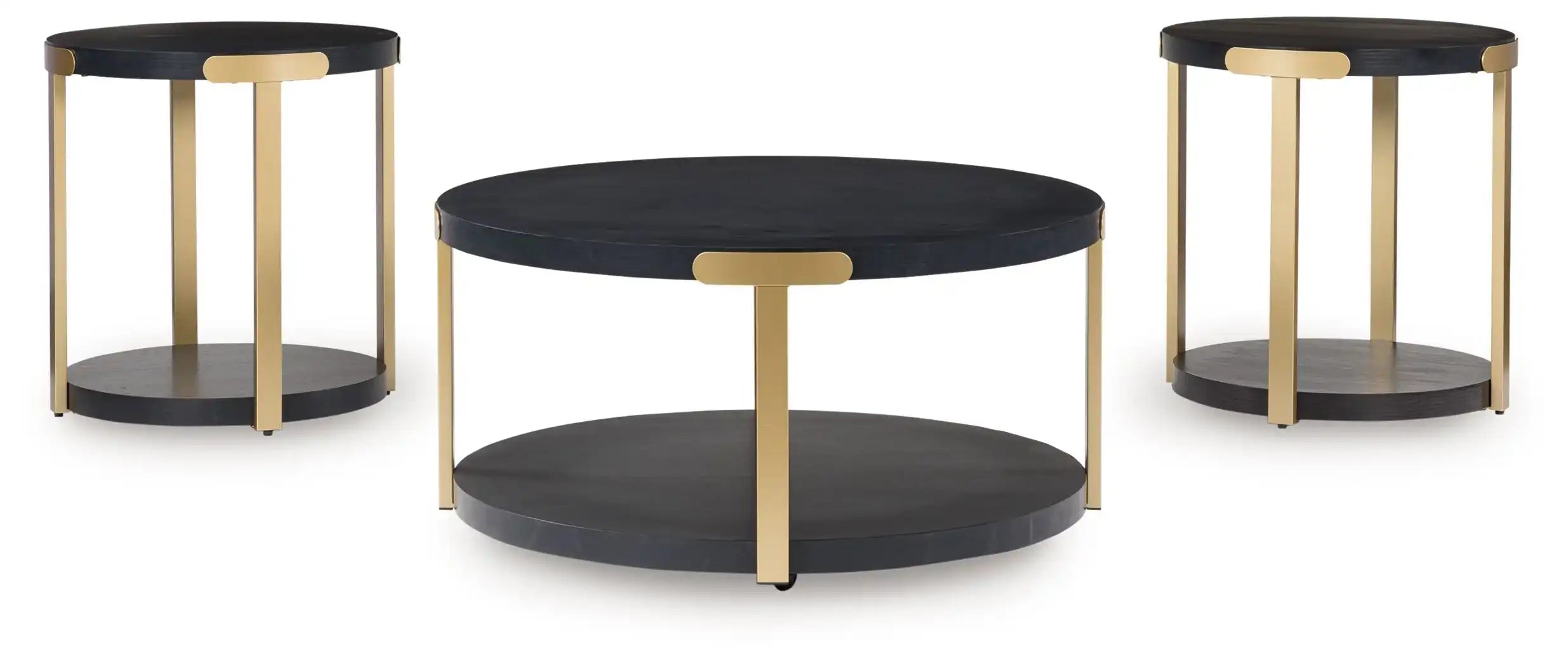 Shylore - Occasional Table Set (Set of 3) - Black / Brass Finish - Best Buy Furniture