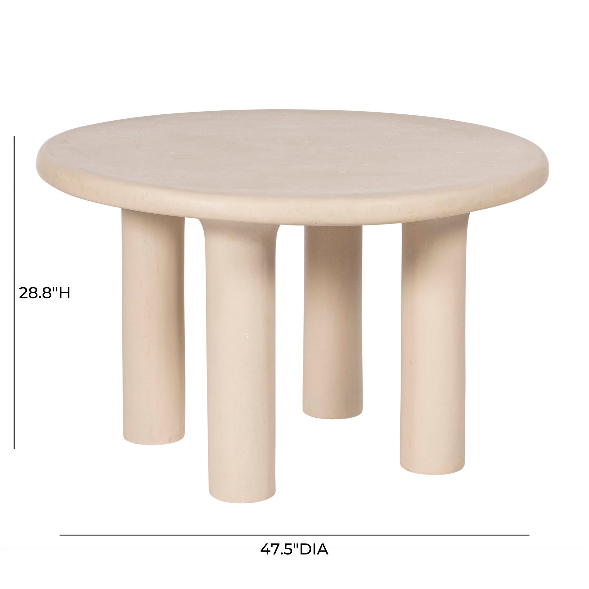 Barbara - 47" Indoor / Outdoor Round Dining Table - Cream