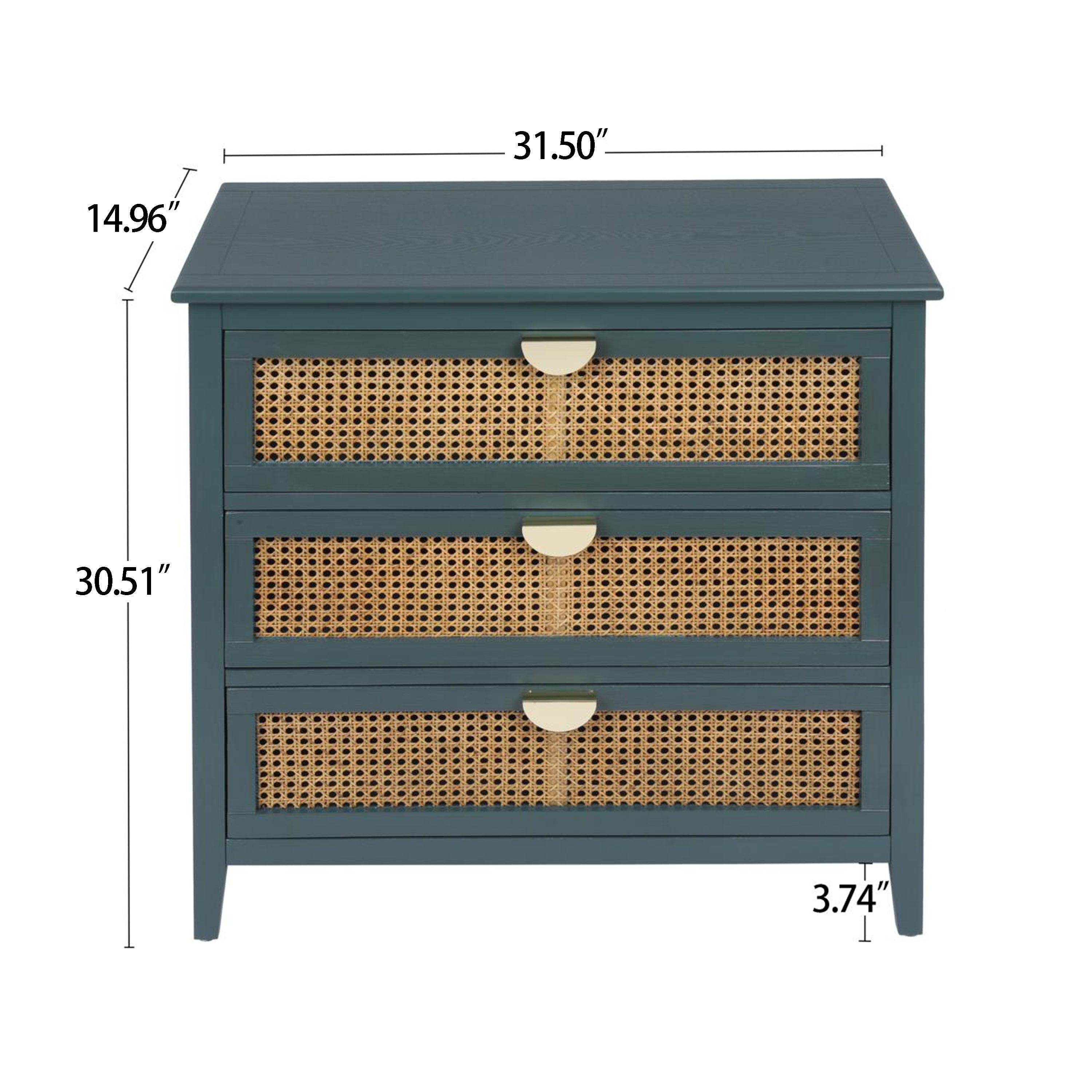 3 Drawer Cabinet Natural Rattan