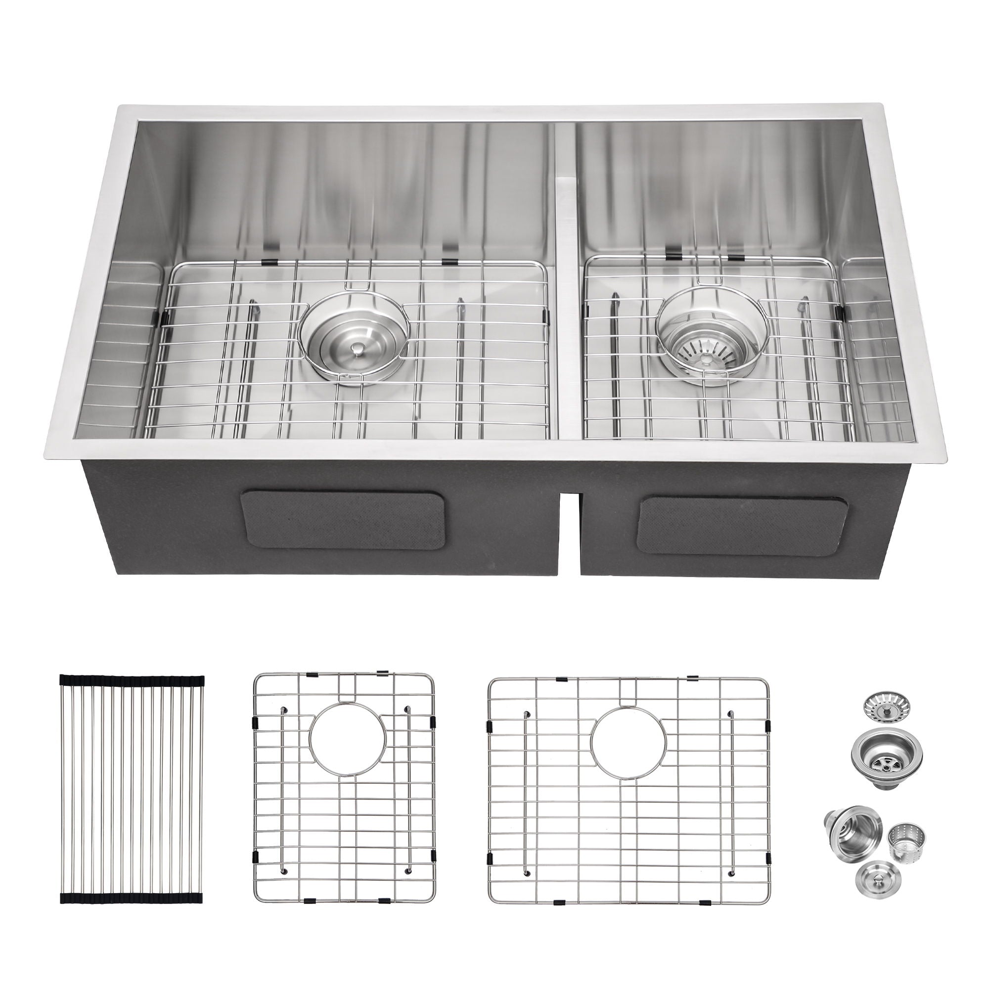 Modern Double Bowl Undermount Kitchen Sink 50 / 50 Design Stainless Steel