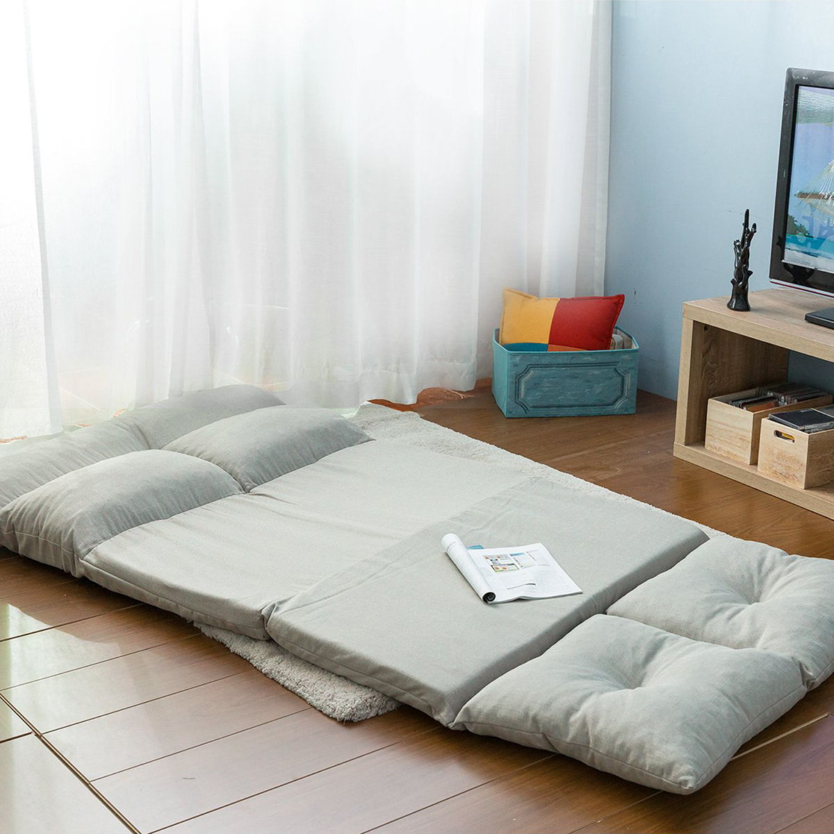 Folding Chaise Lounge Floor Sofa - Gray