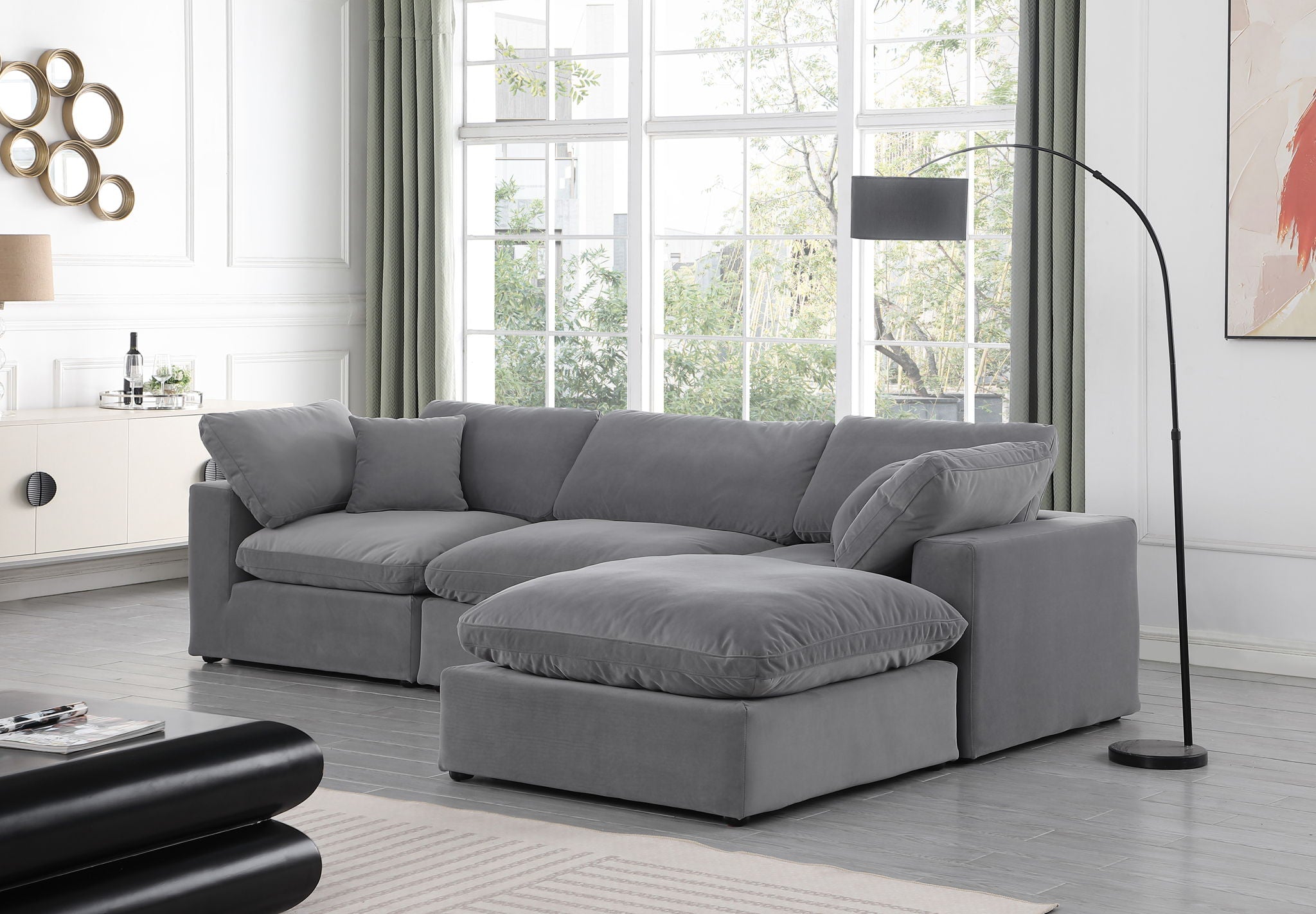 Comfy - 4 Piece Velvet Modular Sectional With Chaise