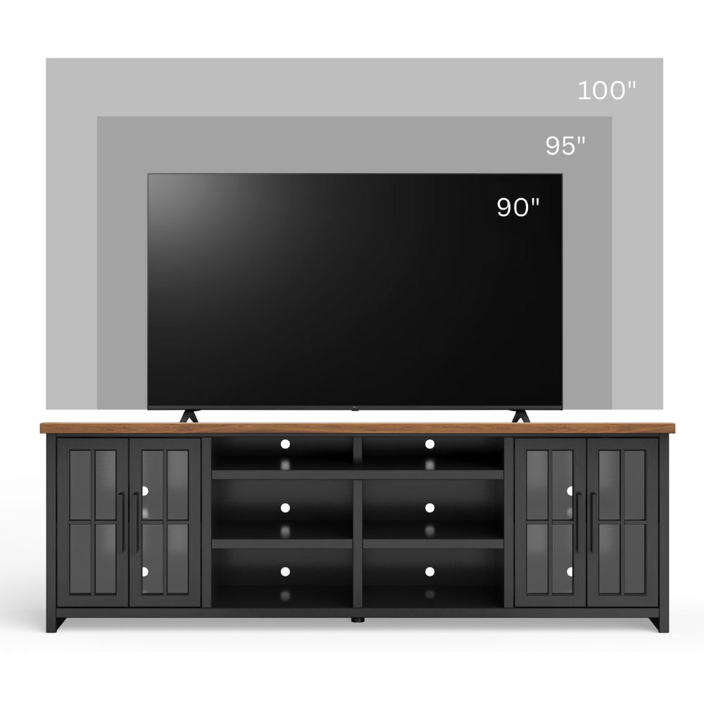 Essex - TV Stand Console For TVs Up To 100" - Black, Whiskey - Best Buy Furniture