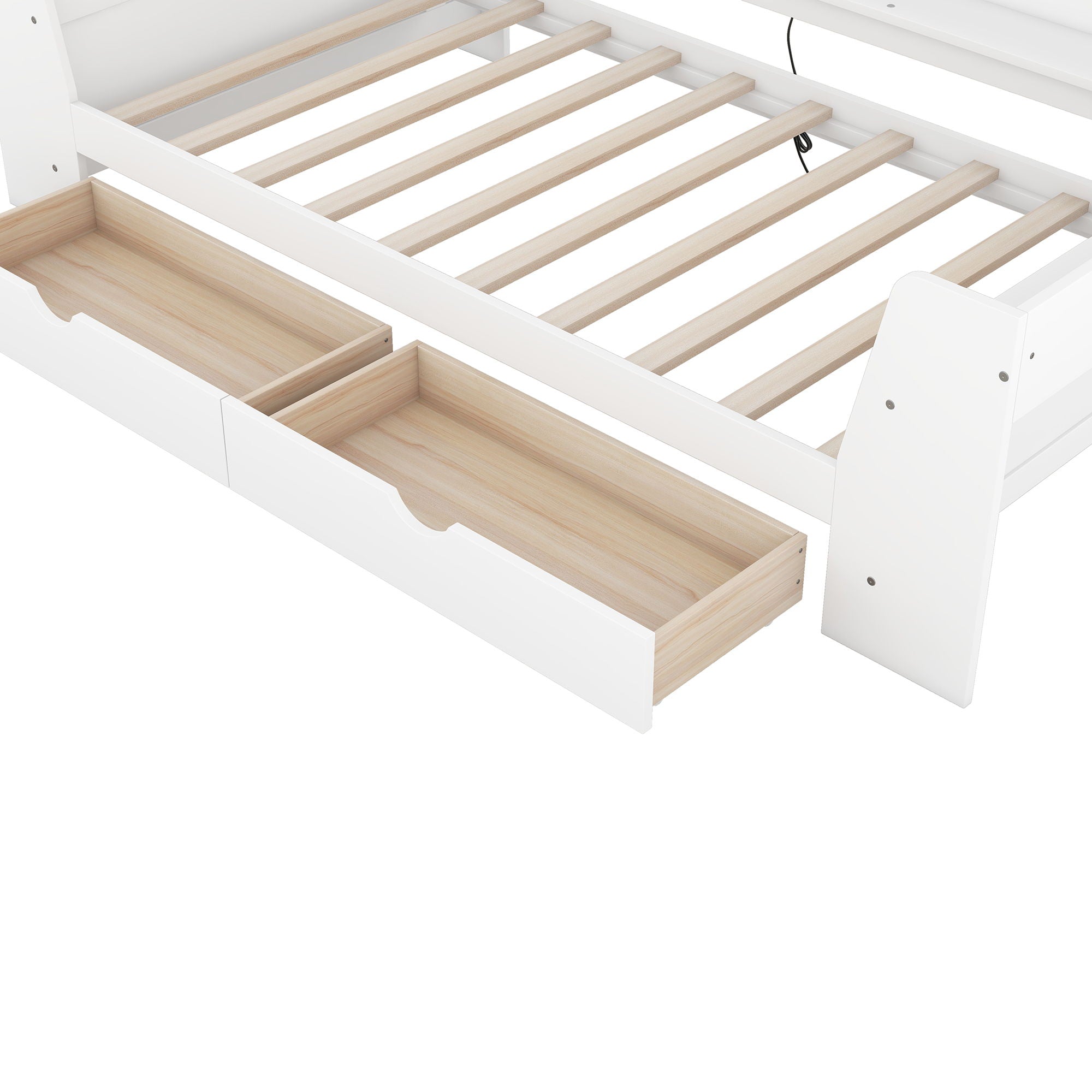 Daybed With Shelves, Drawers And Built In Charging Station
