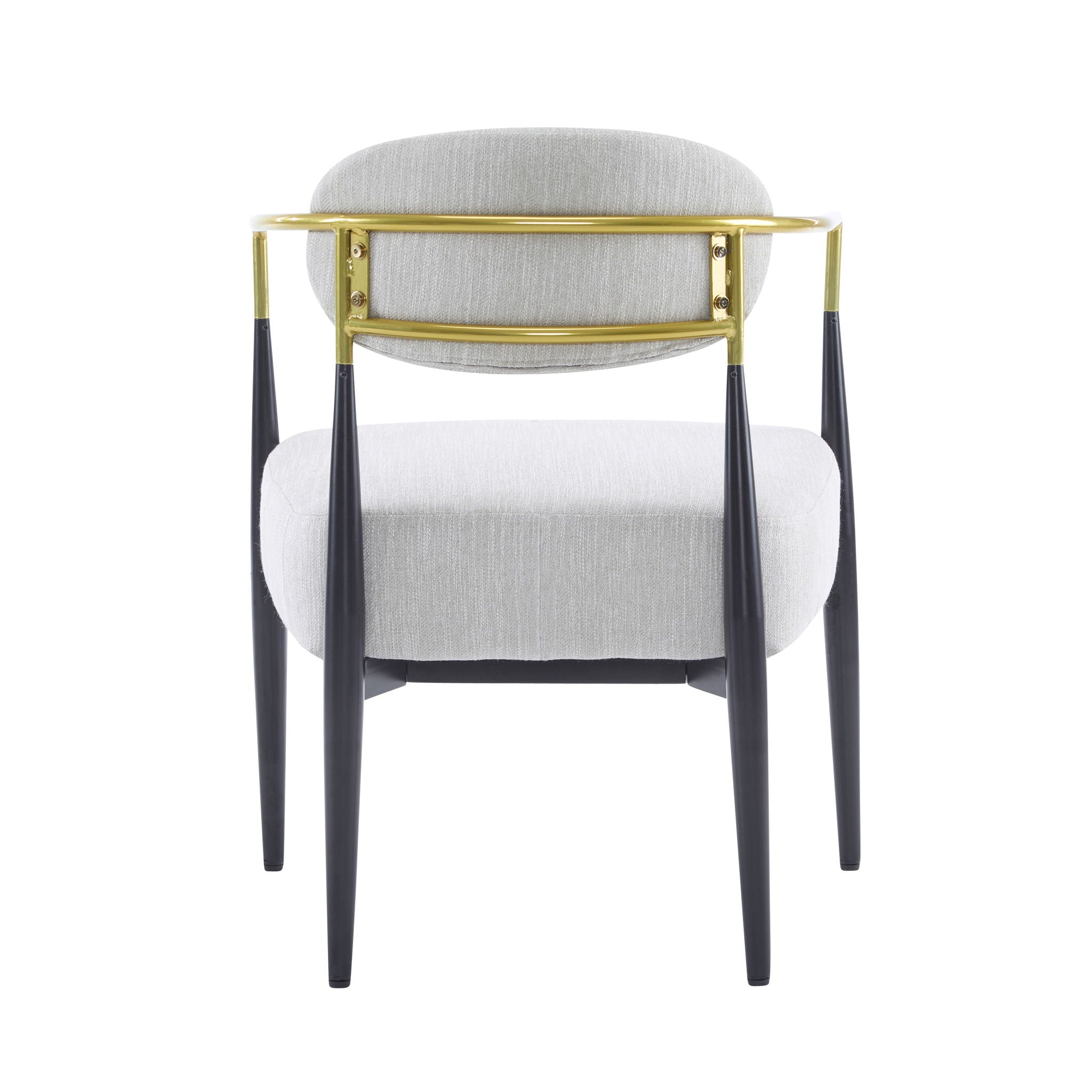 Mid Century Modern Upholstered Accent Armchair With Tapered Legs - Beige / Black / Gold