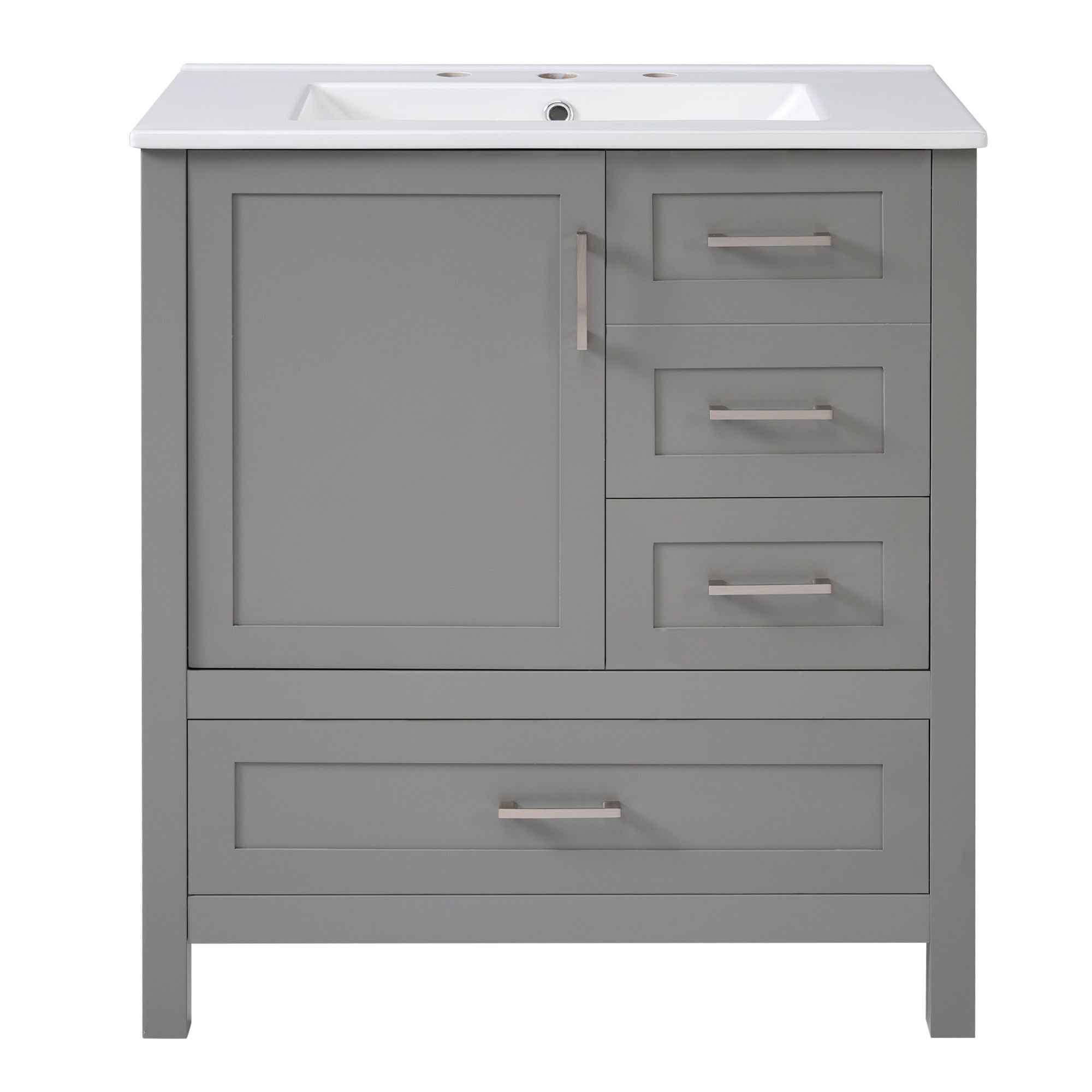 Modern Bathroom Vanity With Ceramic Sink, Solid Frame And Storage Solutions