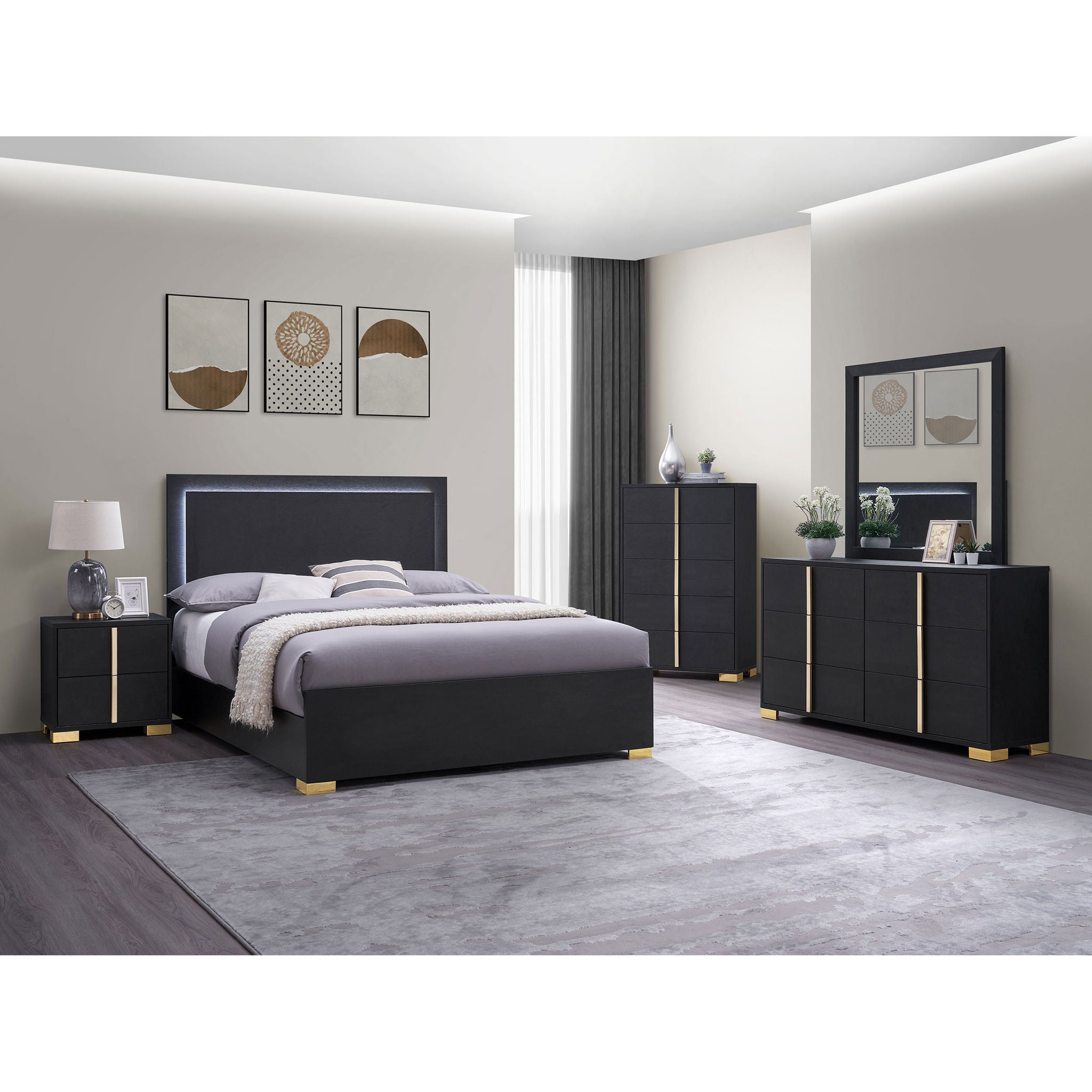 Jeremiah - Bedroom Set With LED Headboard