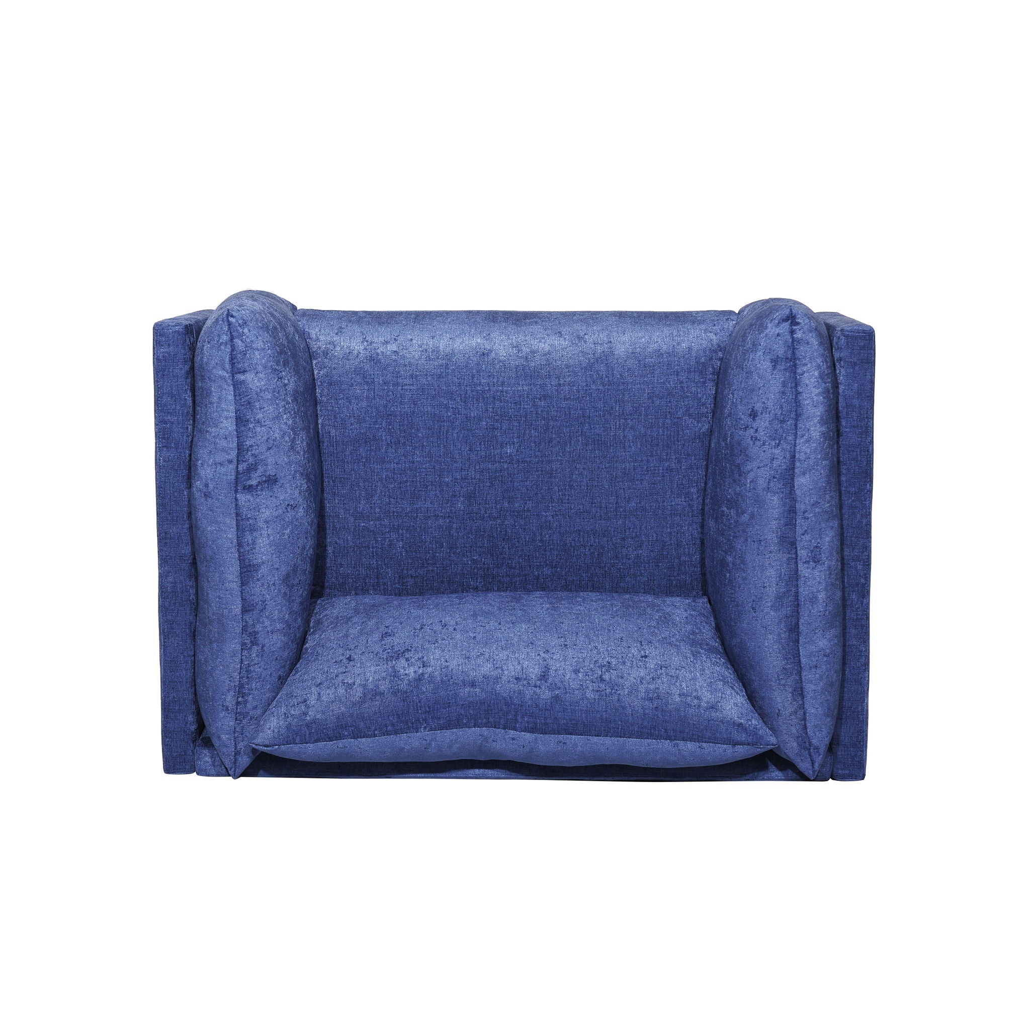 Modern Club Chair With Textured Upholstery And Pillow Accents - Navy Blue