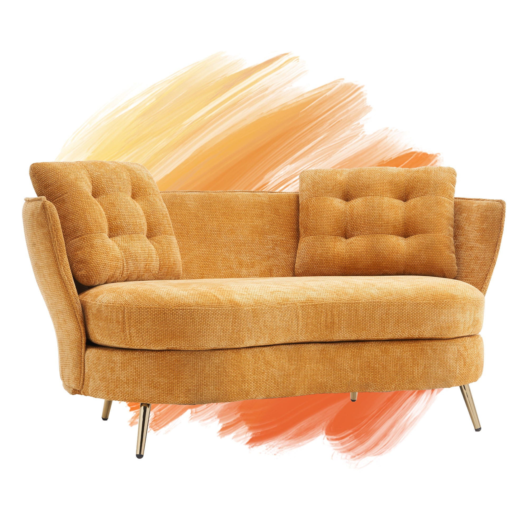 Loveseat Sofa, Upholstered Couch With Metal Legs