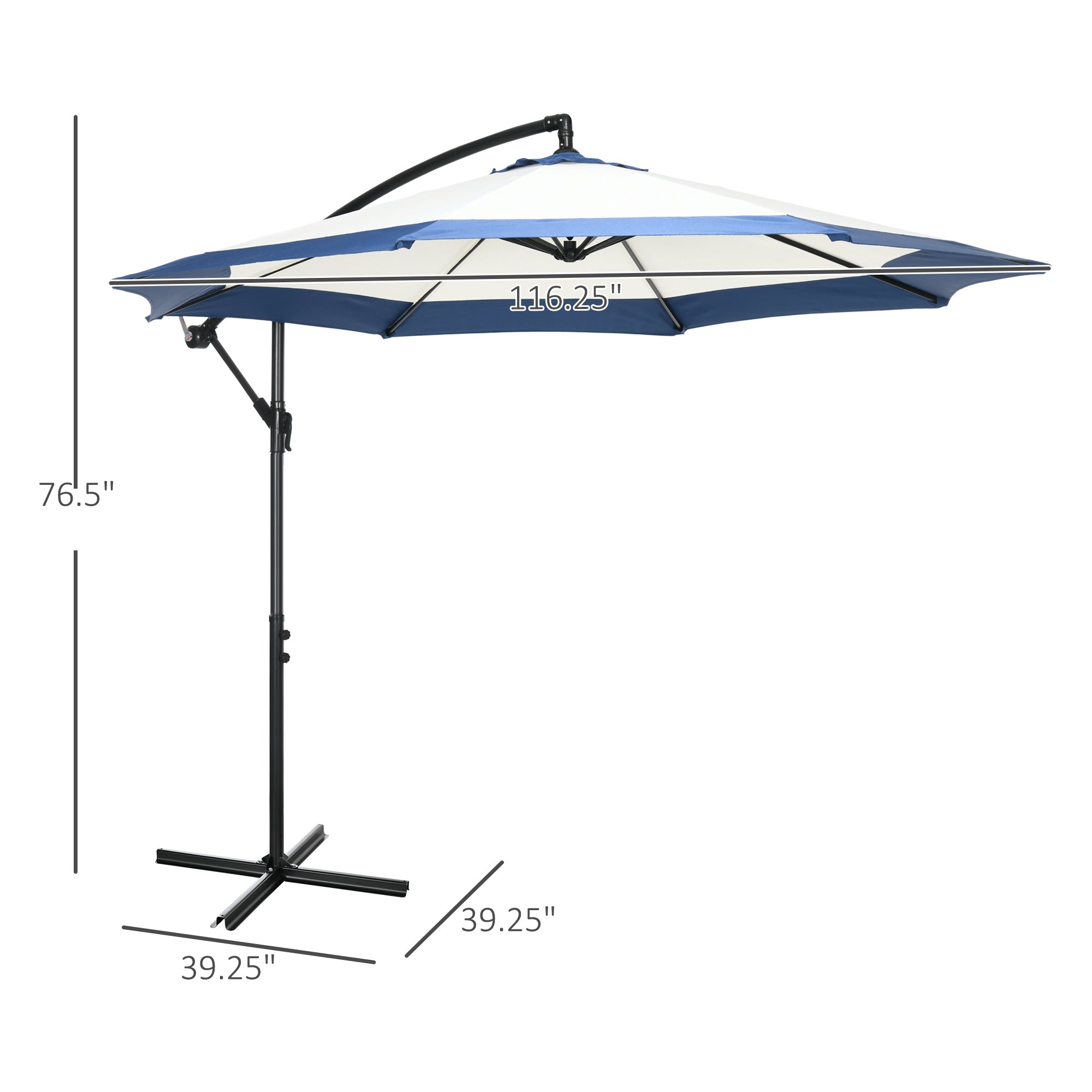 Outsunny 10FT Cantilever Umbrella with Crank and Cross Base