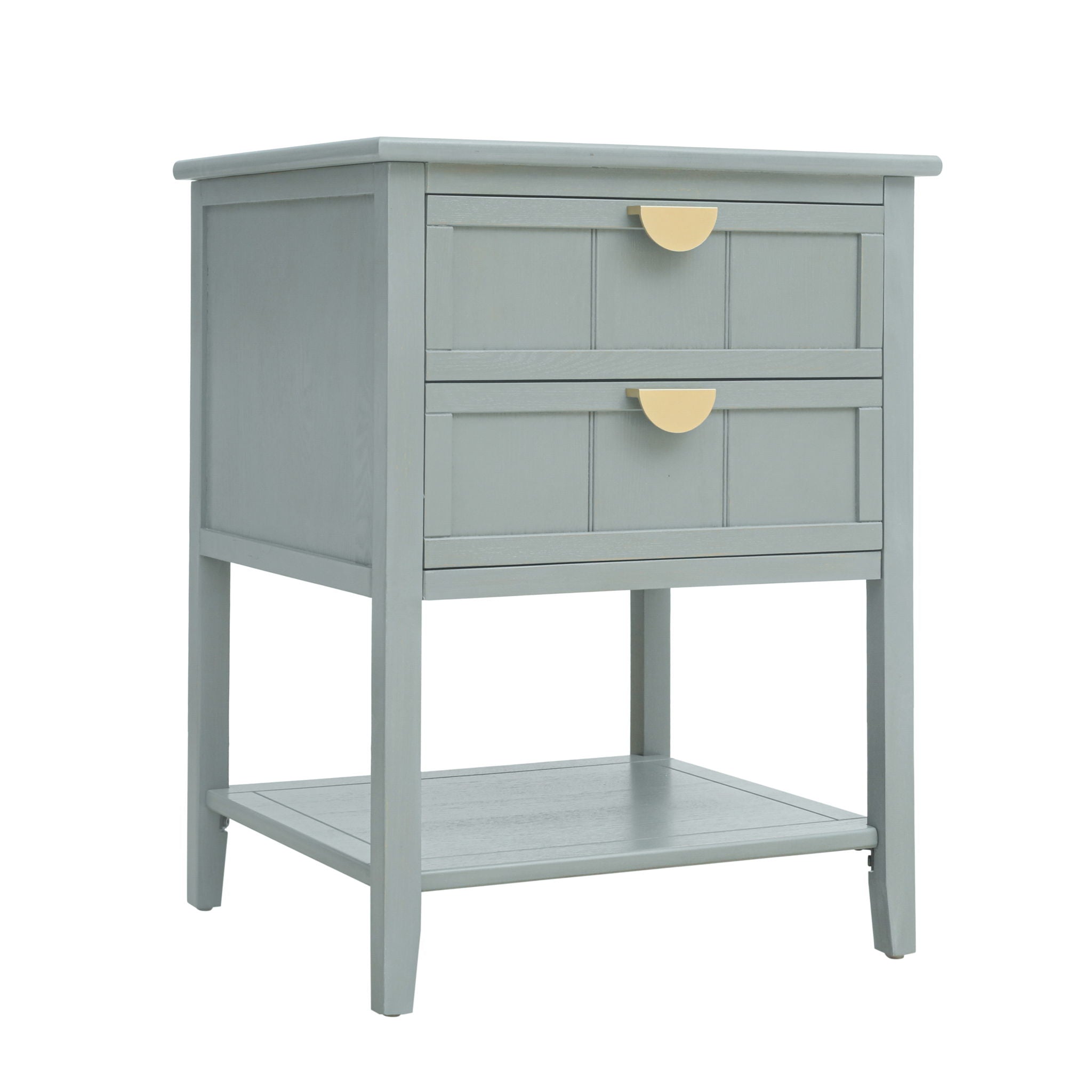 2 Drawer Side Table, American Style, End Table, Suitable For Bedroom, Living Room, Study