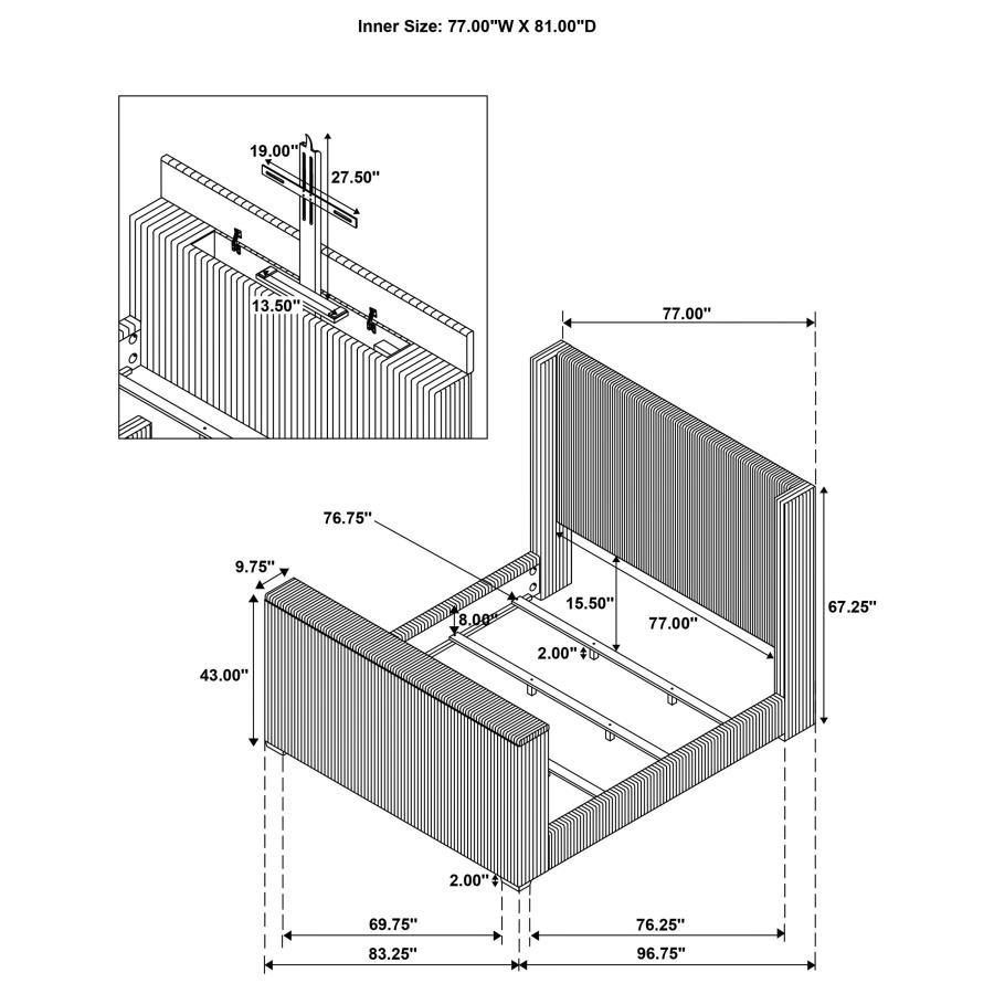 Centergrove - Upholstered Wingback TV Bed
