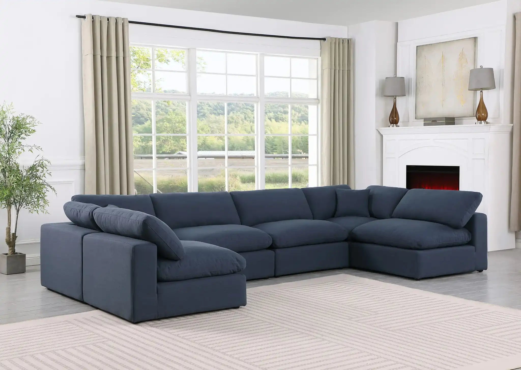 Comfy - 6 Piece Linen Modular Armless Sectional