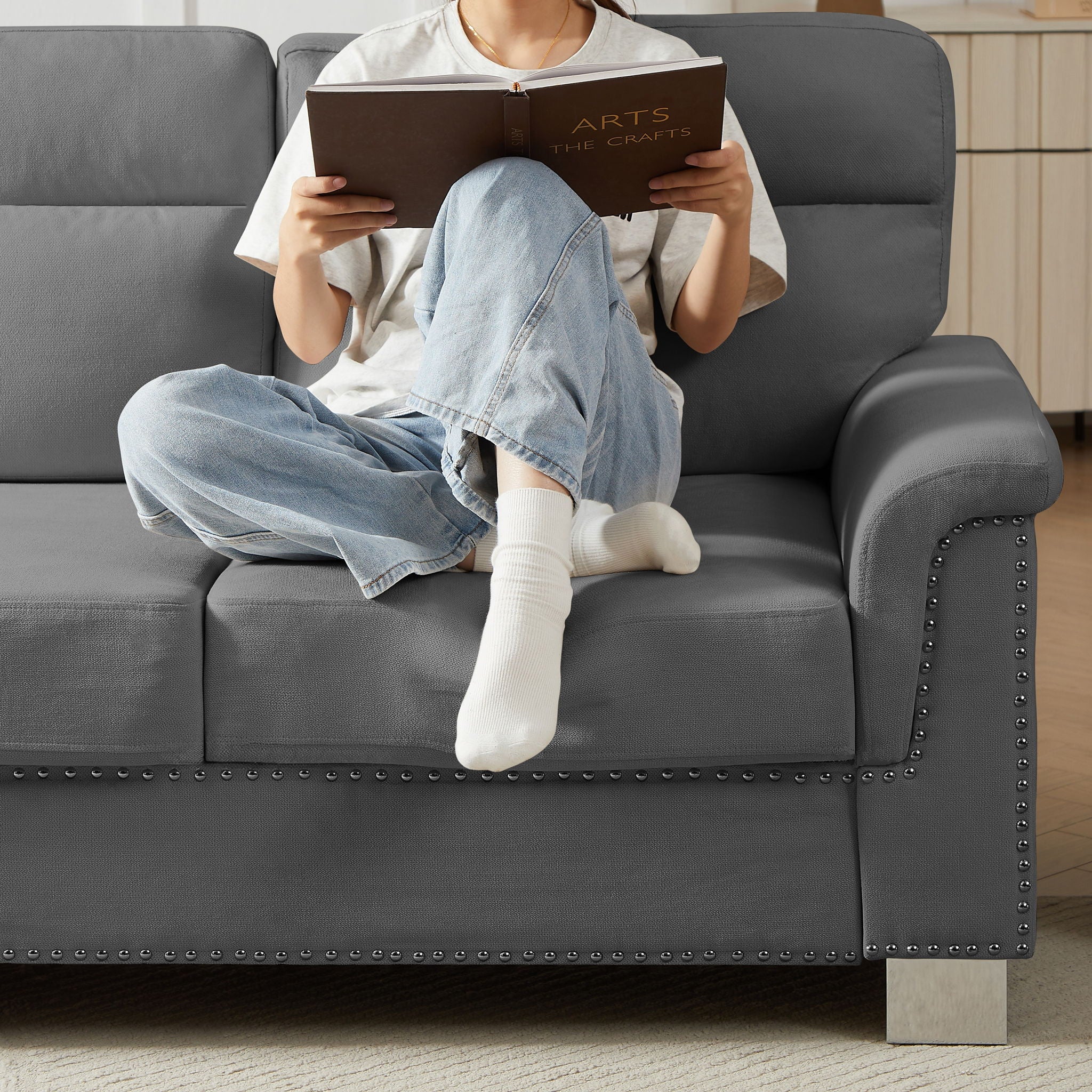 3 Seater Elegant Stationary Sofa