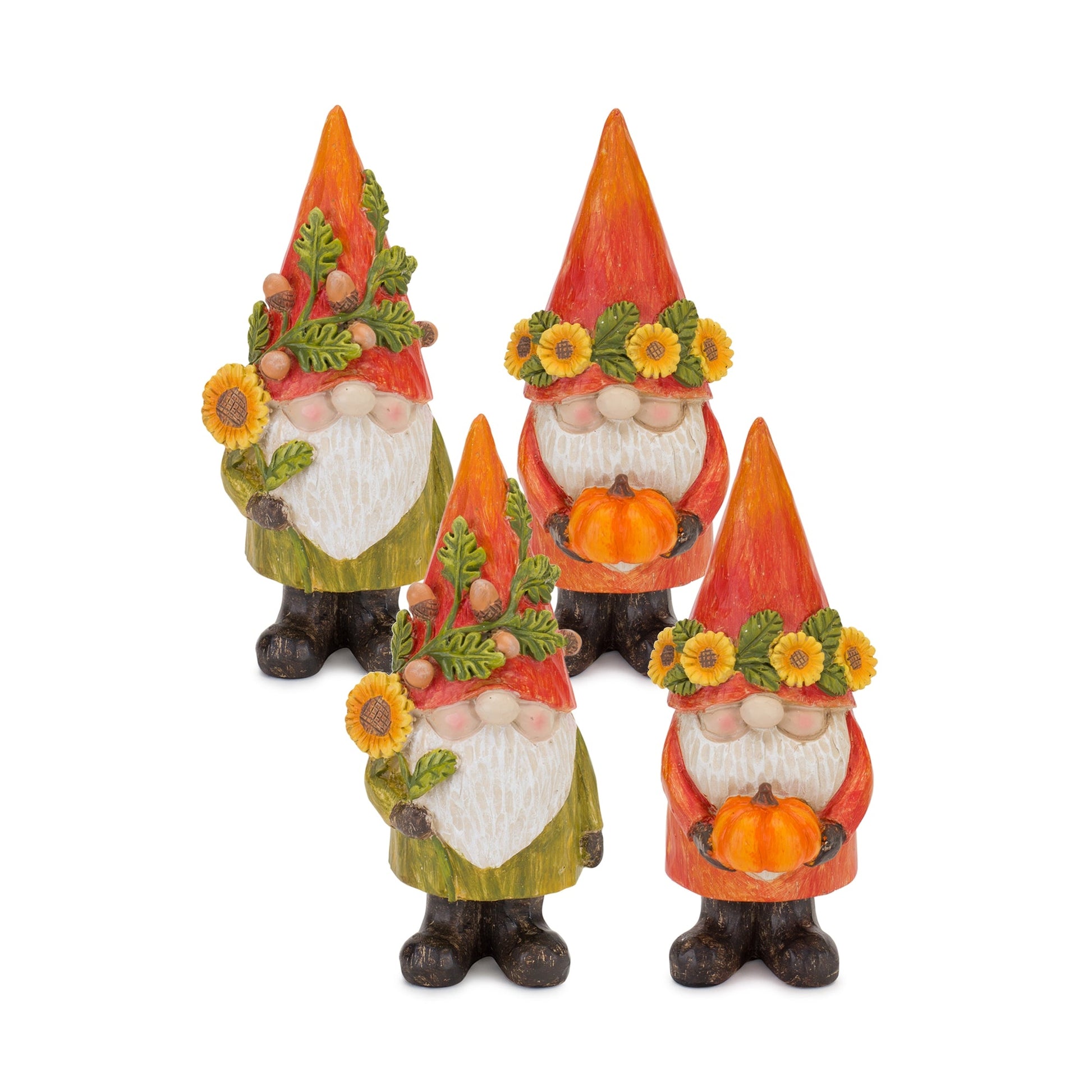 Harvest-Gnome-Figurine-with-Pumpkin-and-Sunflower-(Set-of-4)-Figurines