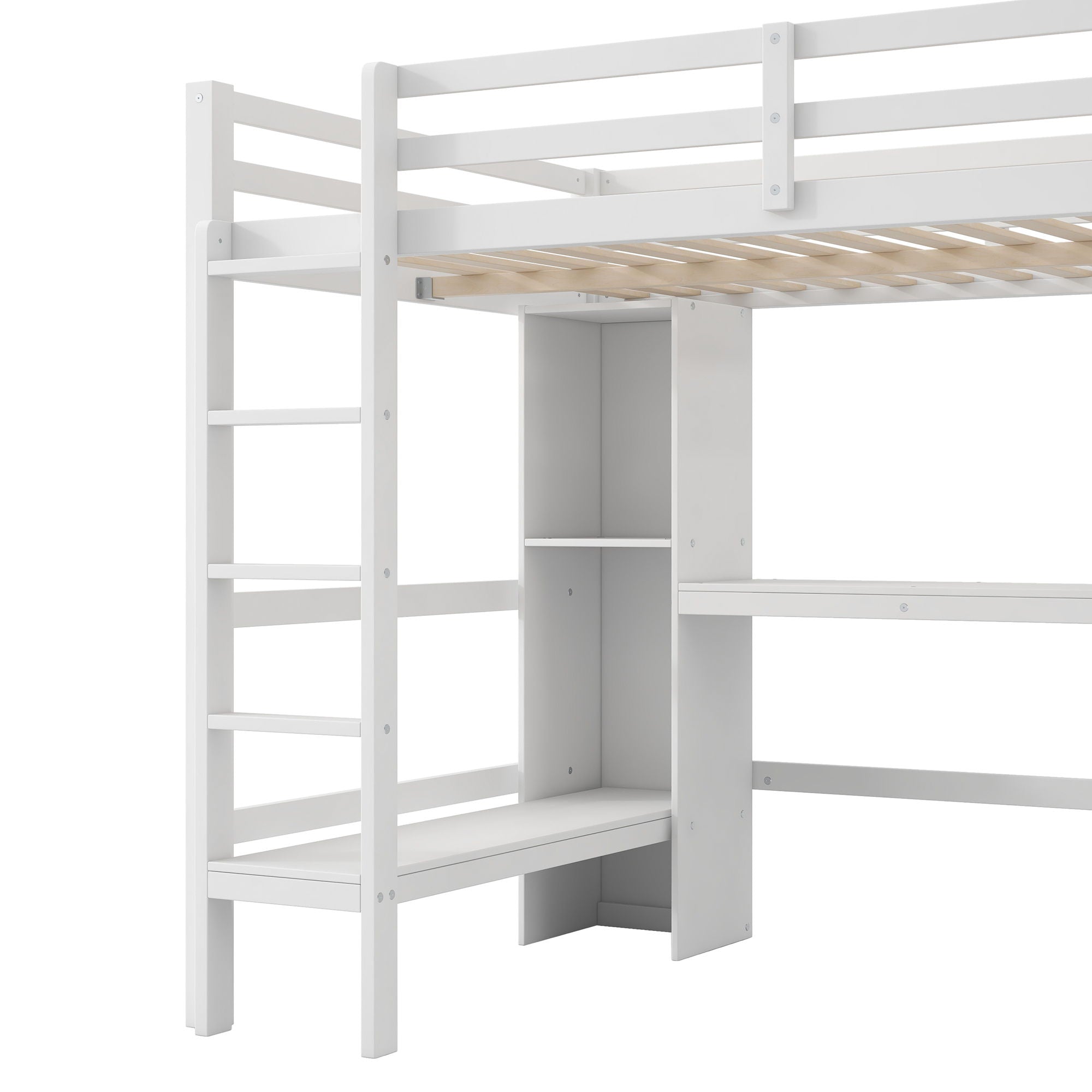 Loft Bed With Built In Desk And Multifunction Shelves