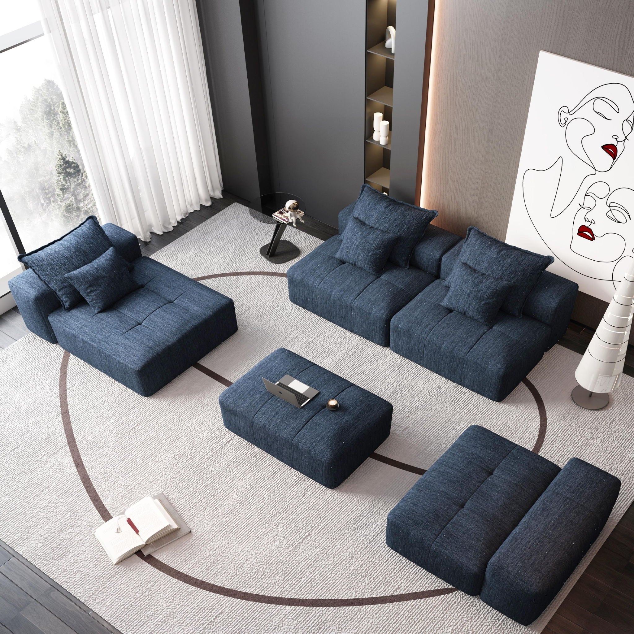 Modern Oversized Diy Combination Modular Sectional Sofa With Pillows
