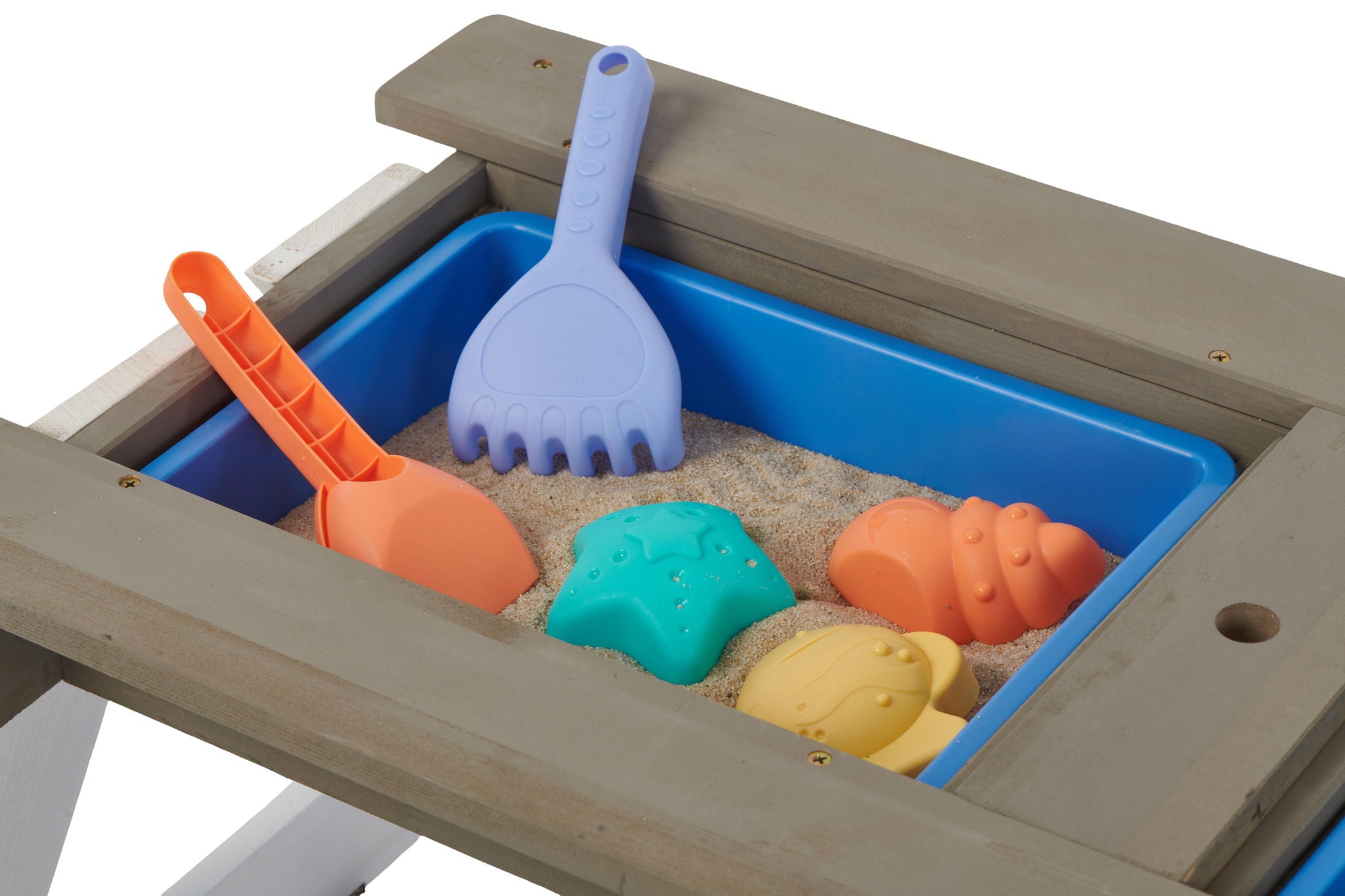 Wooden Kids Picnic Table, Sand And Water Table With Umbrella, Activity Table For Outdoor Backyard Patio Play - White / Gray