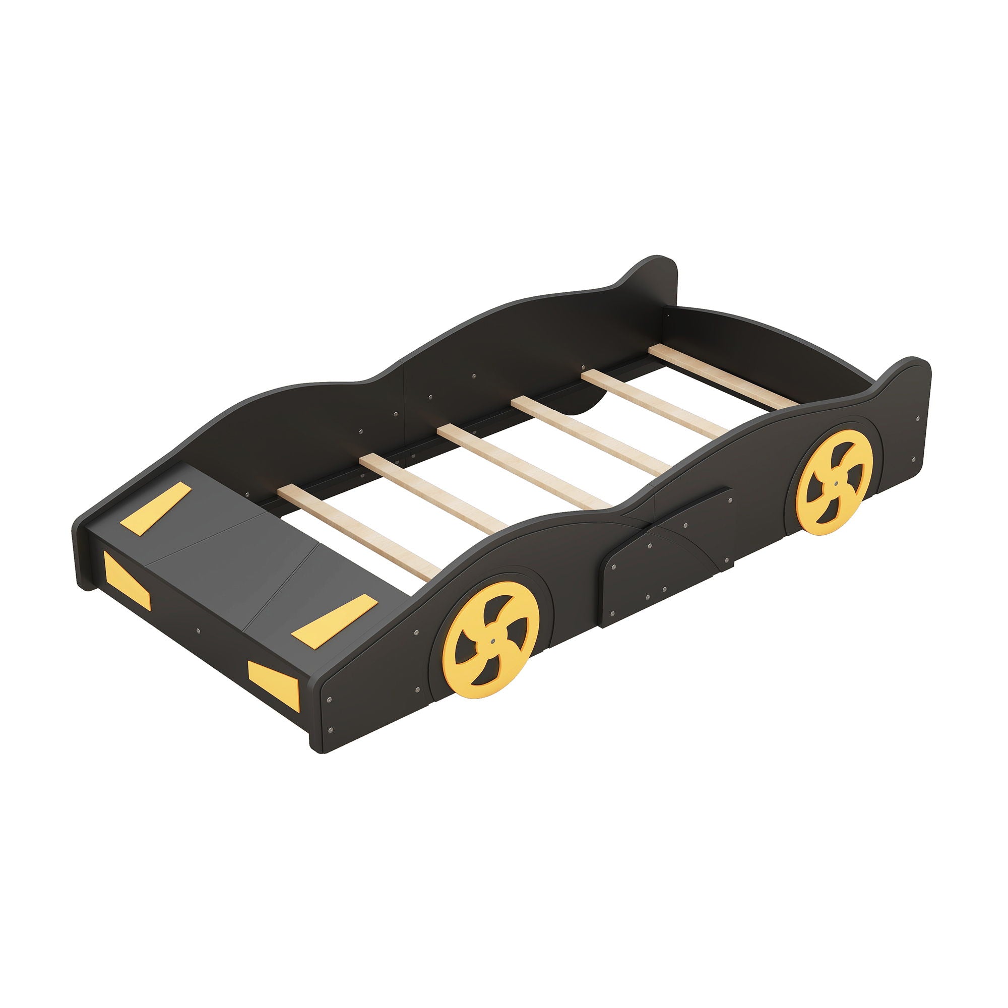 Race Car Shaped Platform Bed With Wheels And Storage