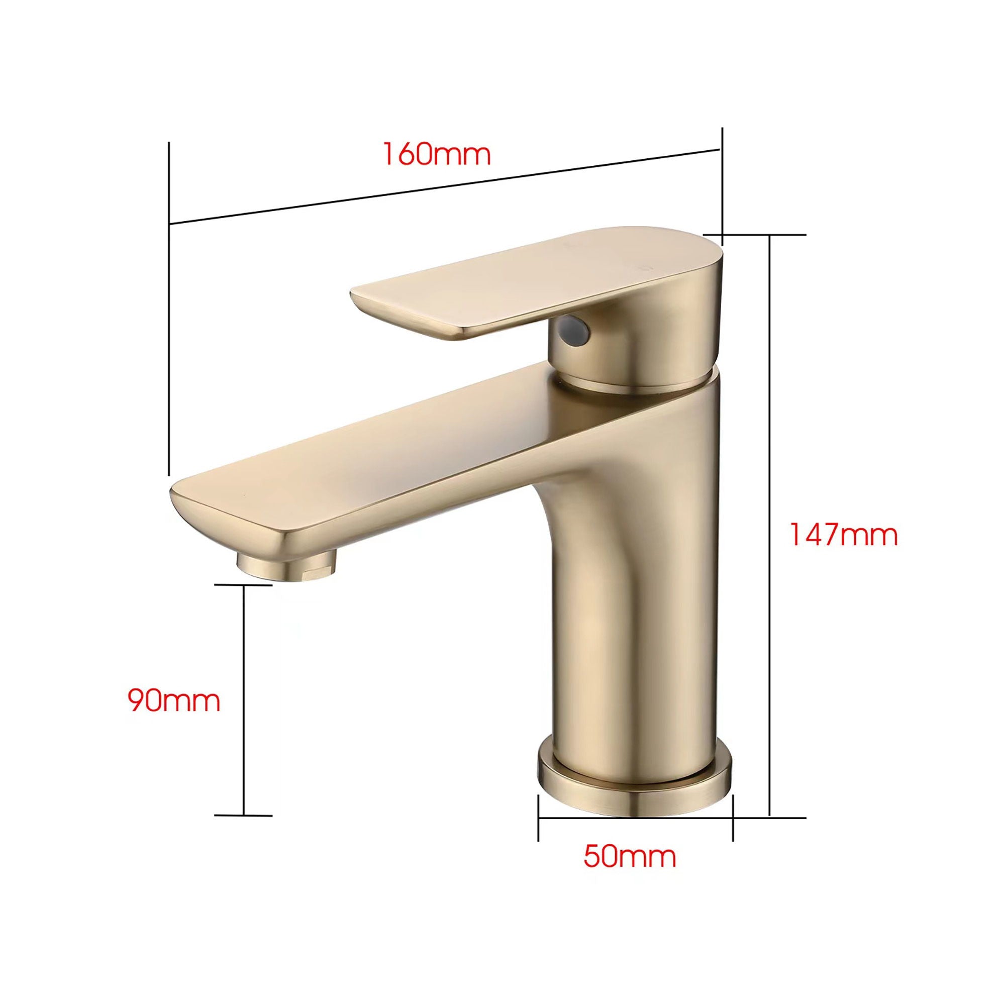 Modern Single Handle Lavatory Basin Sink Faucet With Aerated Stream - Brushed Gold