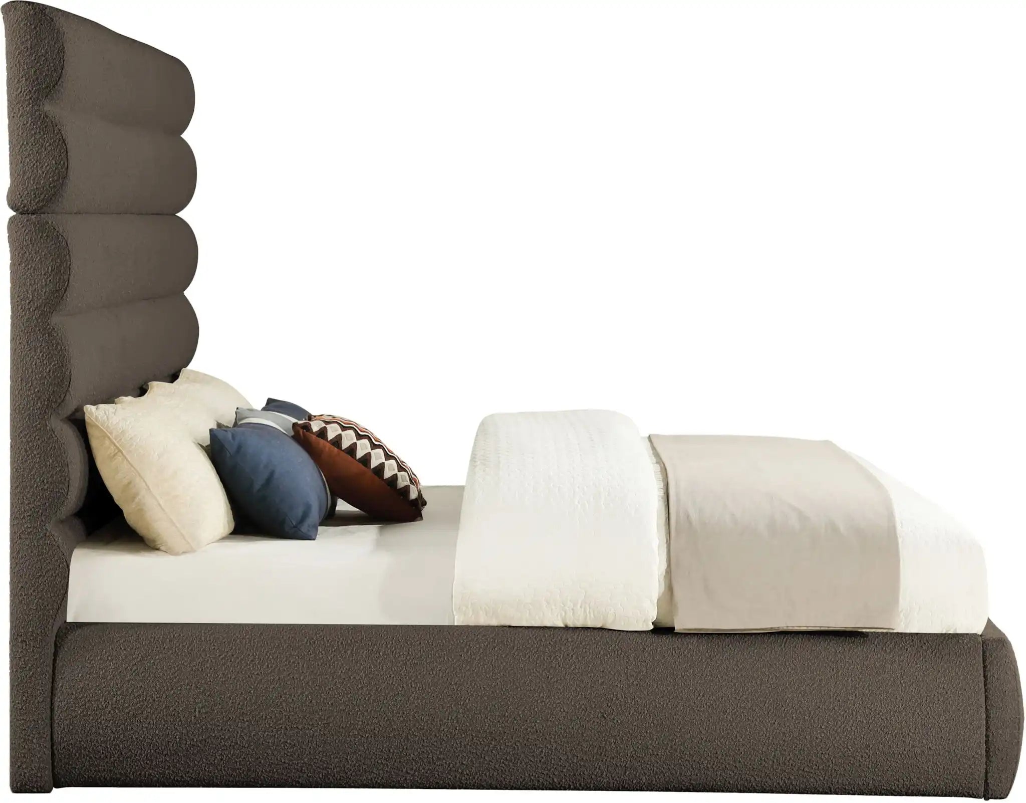 Adam - Boucle Fabric Bed With 70.5" Headboard