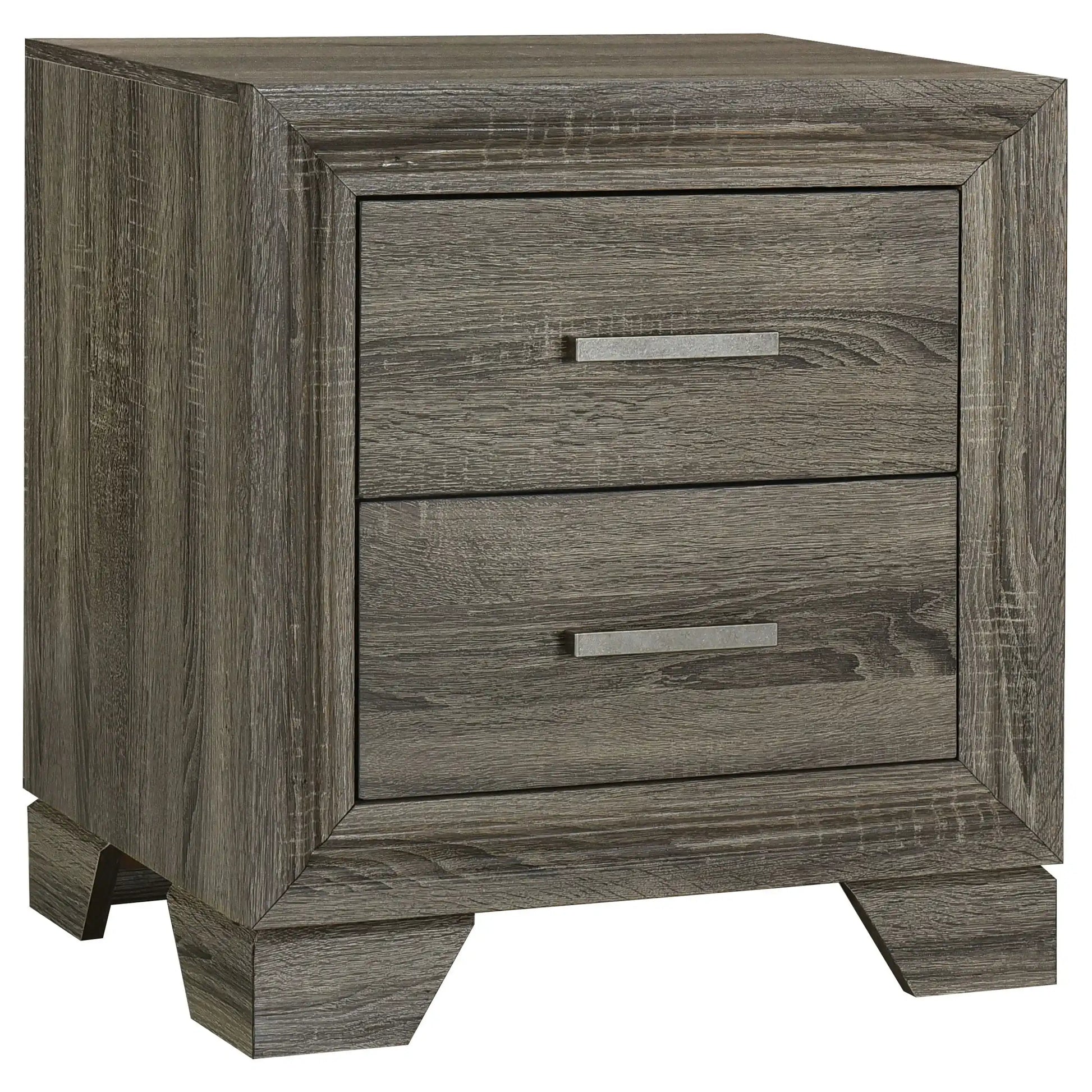 Wright - 2-Drawer Nightstand Bedside Table - Brown Oak - Best Buy Furniture
